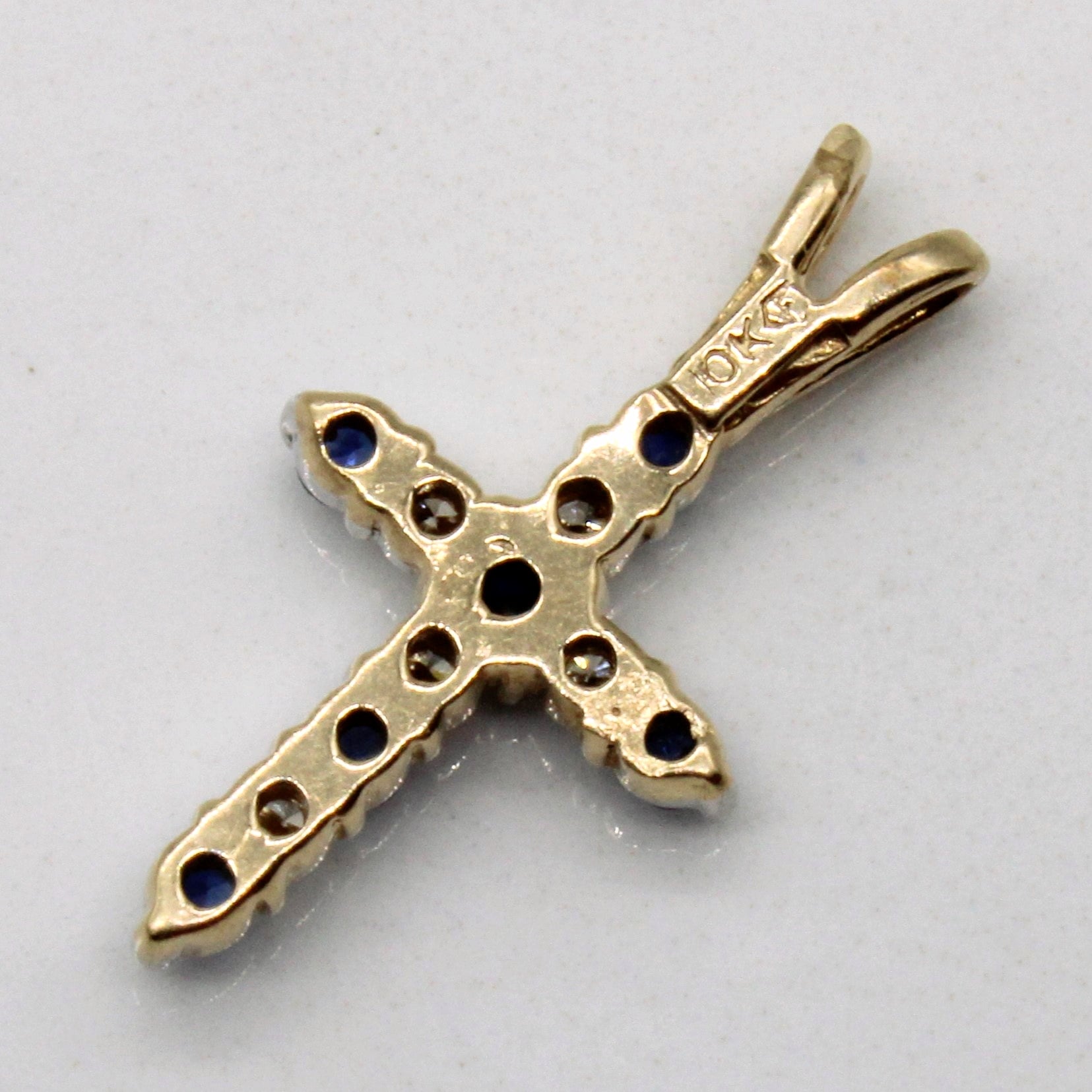 Sapphire & Diamond Cross Pendant | 0.09ctw, 0.06ctw |