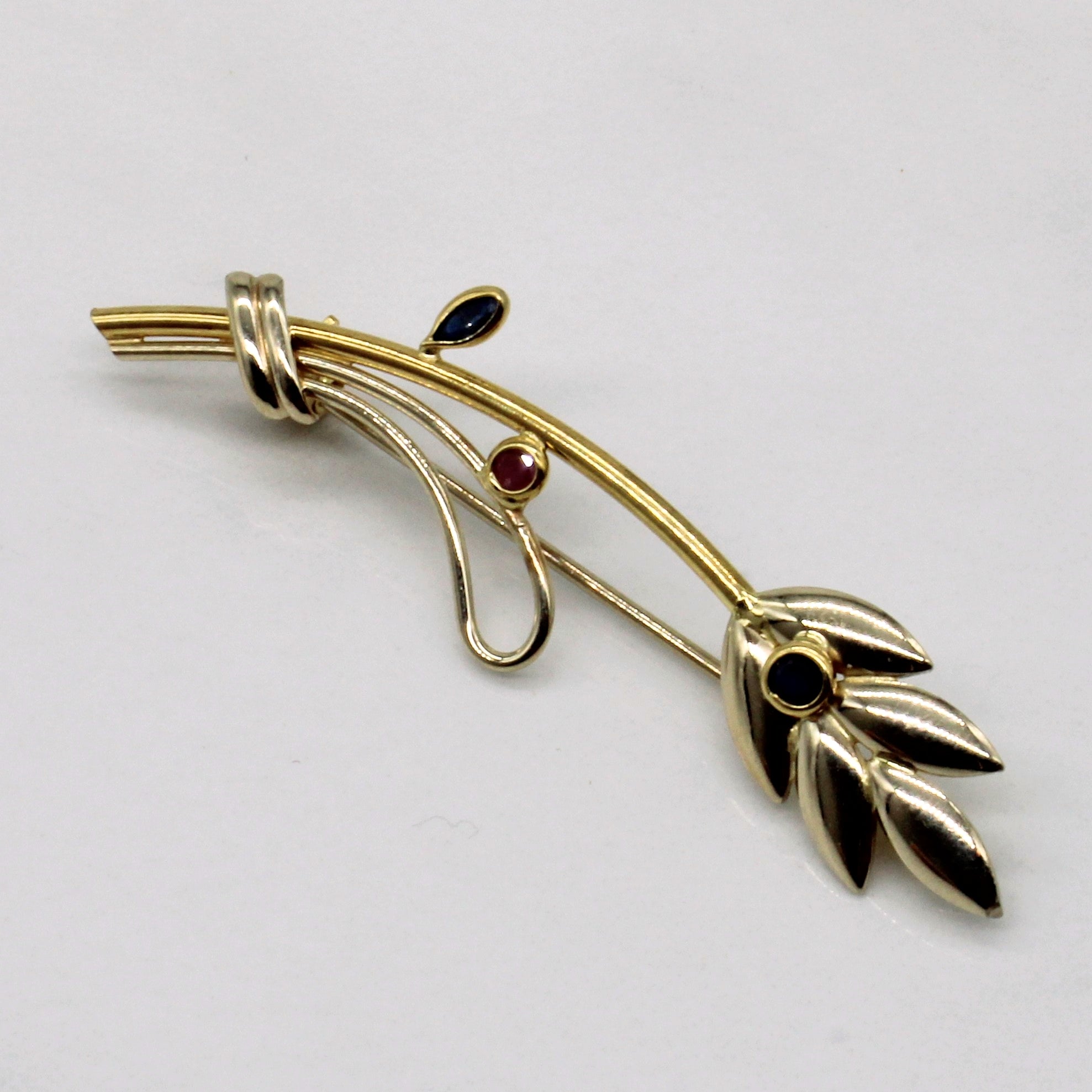 Sapphire & Ruby Brooch | 0.09ctw, 0.04ct |