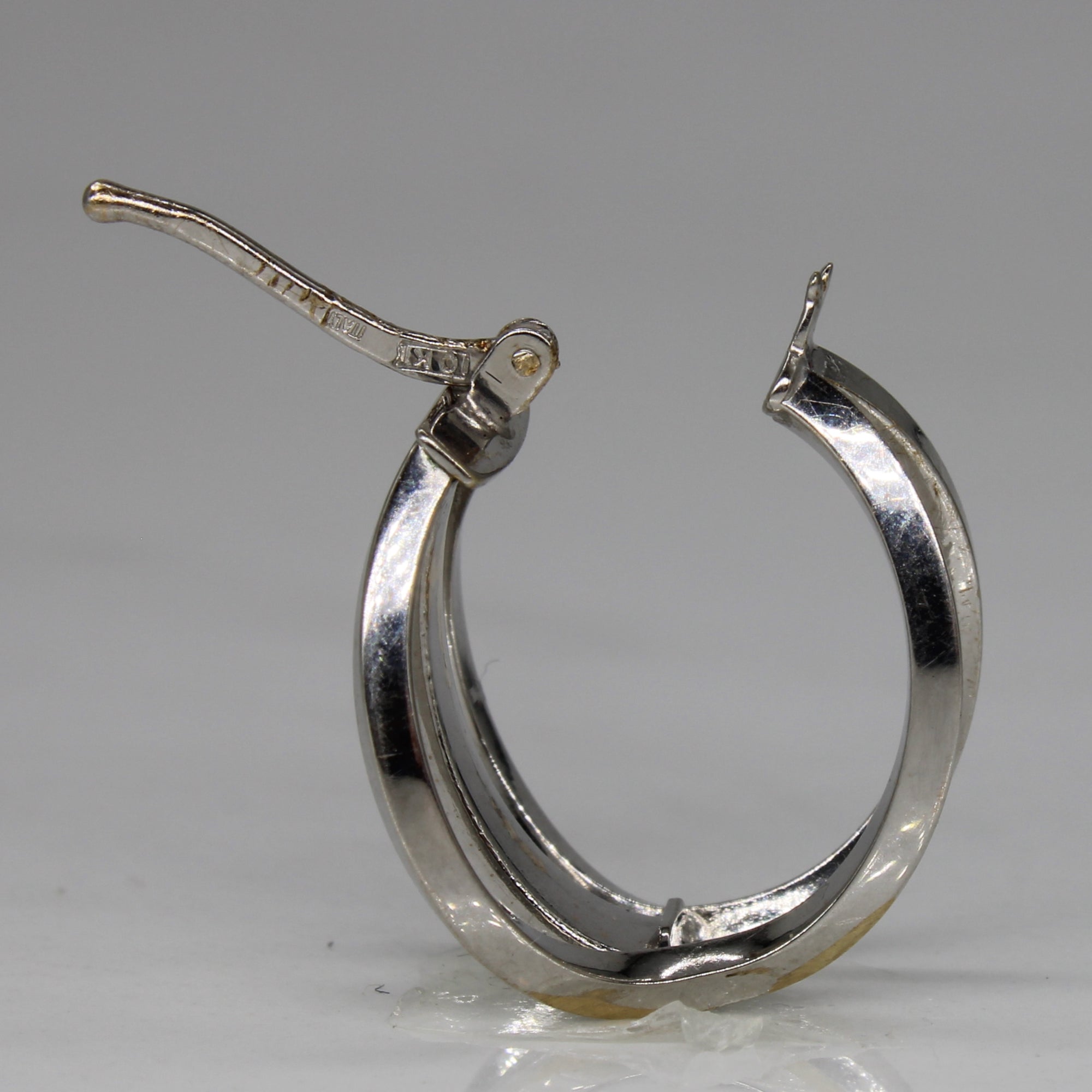 Abstract White Gold Hoop Earrings |