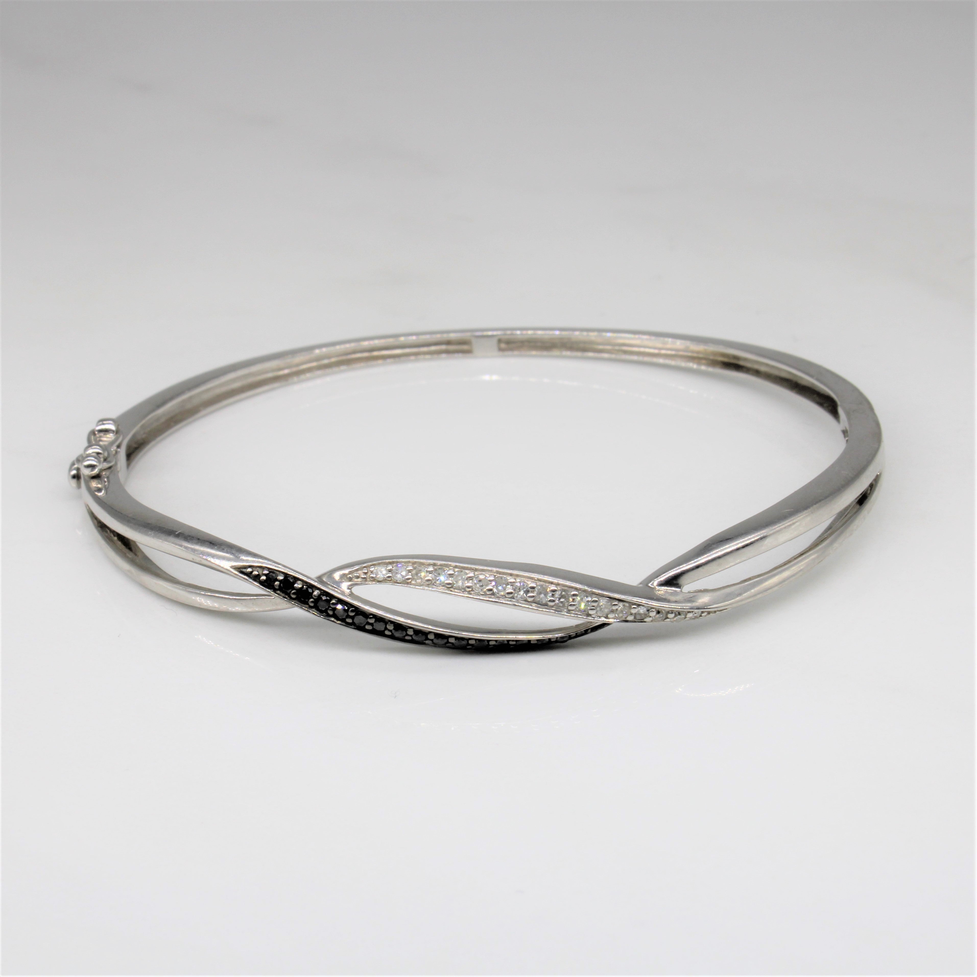 Black & White Diamond Bangle Bracelet | 0.16ctw | 6.5" |