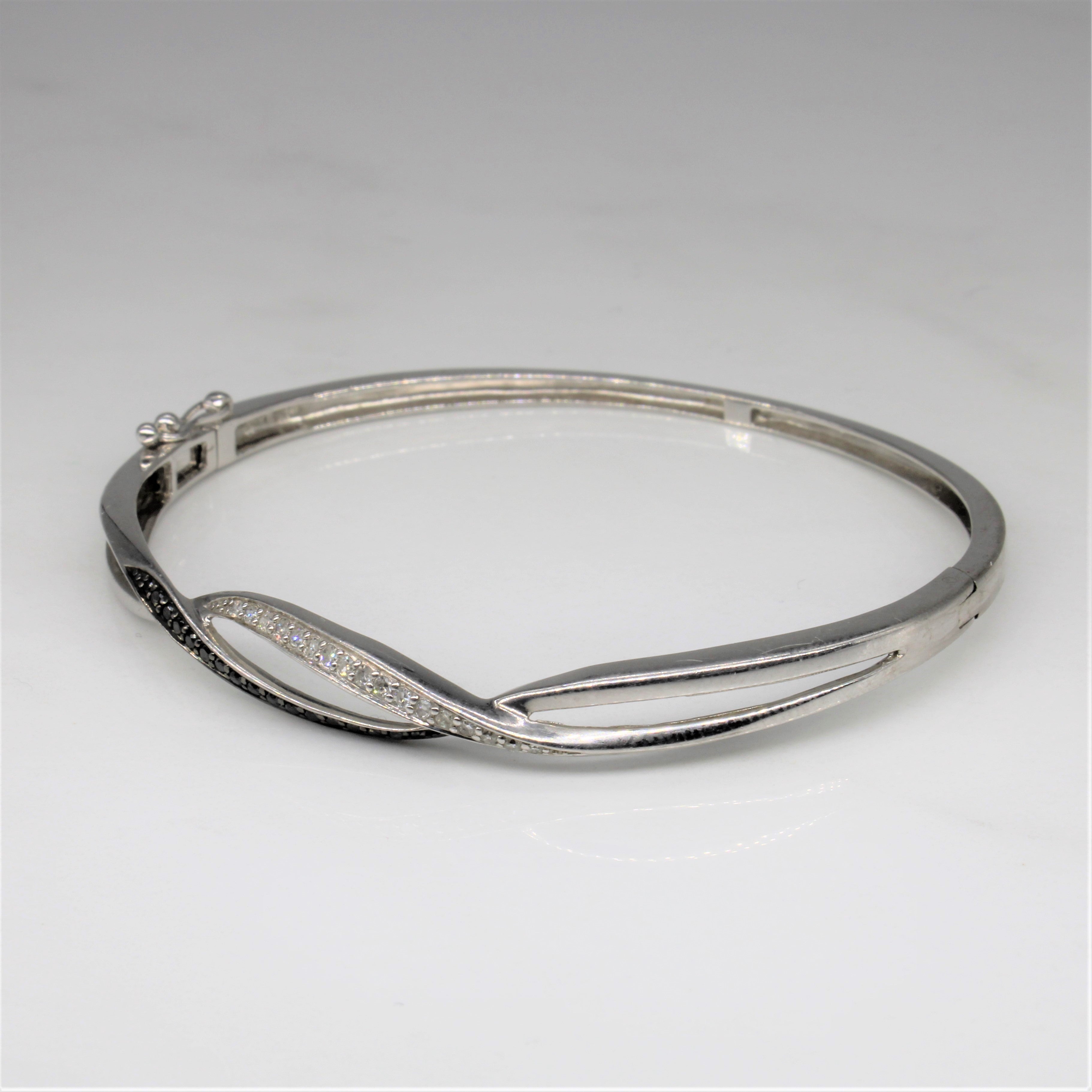 Black & White Diamond Bangle Bracelet | 0.16ctw | 6.5" |