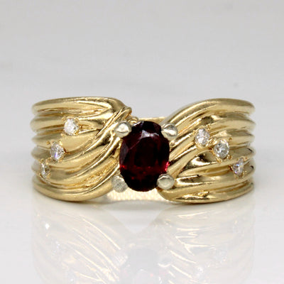 Garnet & Diamond Twist Ring | 0.35ct, 0.10ctw | SZ 6 |