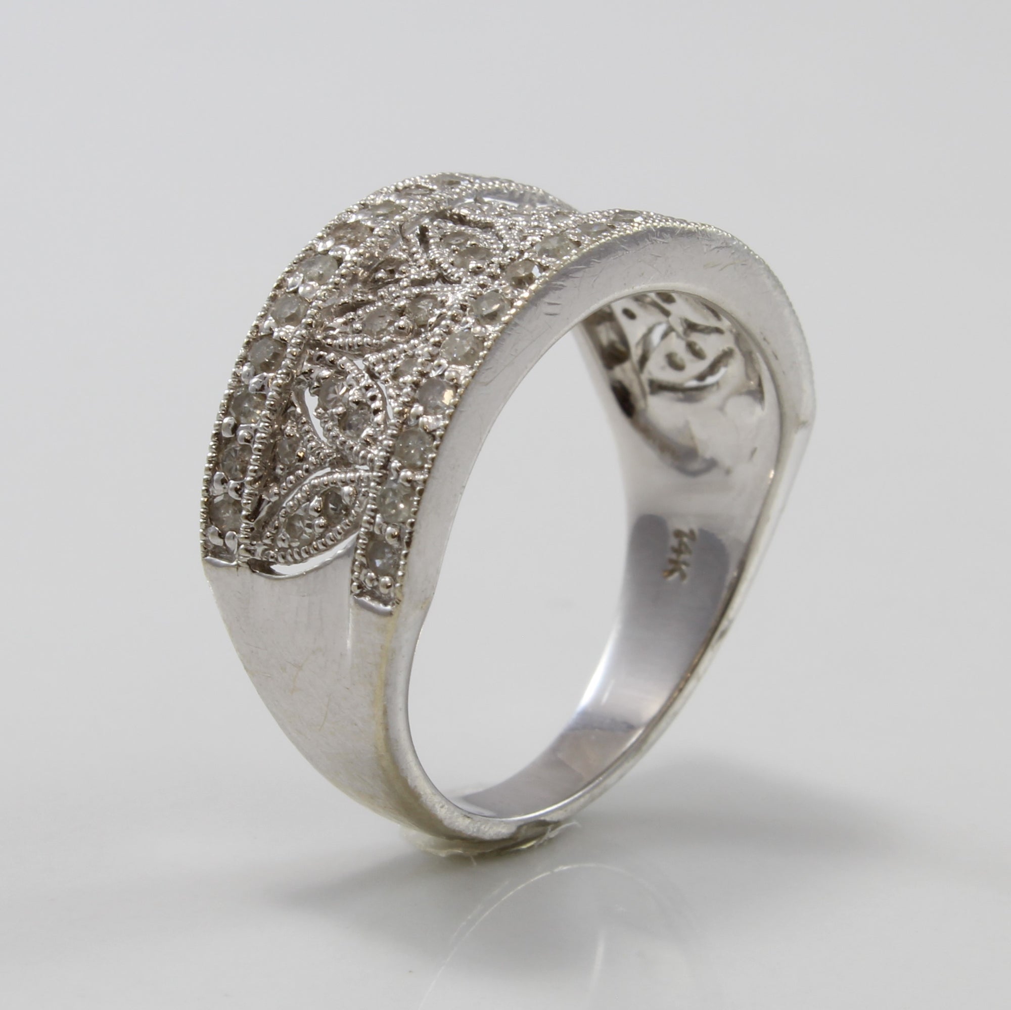 Milgrain Detailed Filigree Diamond Tapered Band | 0.28ctw | SZ 7.25 |