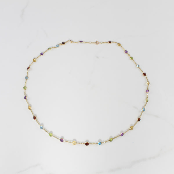 Rainbow Multi Gemstone Necklace | 6.50ctw | 18