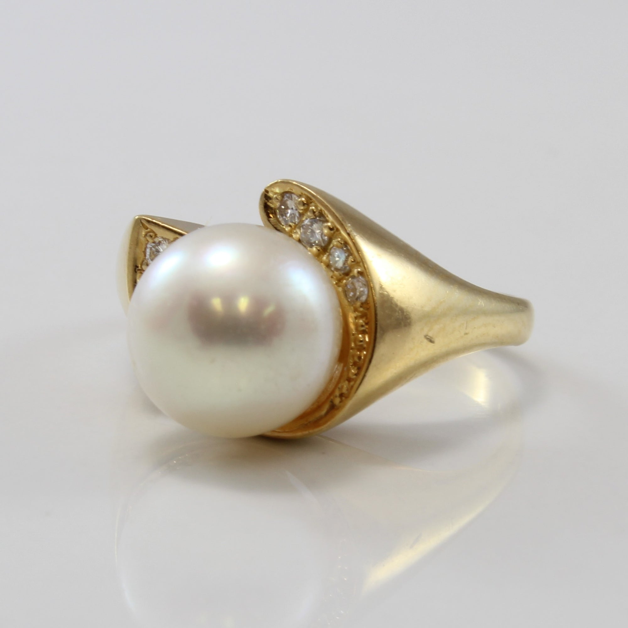 Bypass Pearl & Diamond Ring | 4.65ct, 0.06ctw | SZ 4.75 |