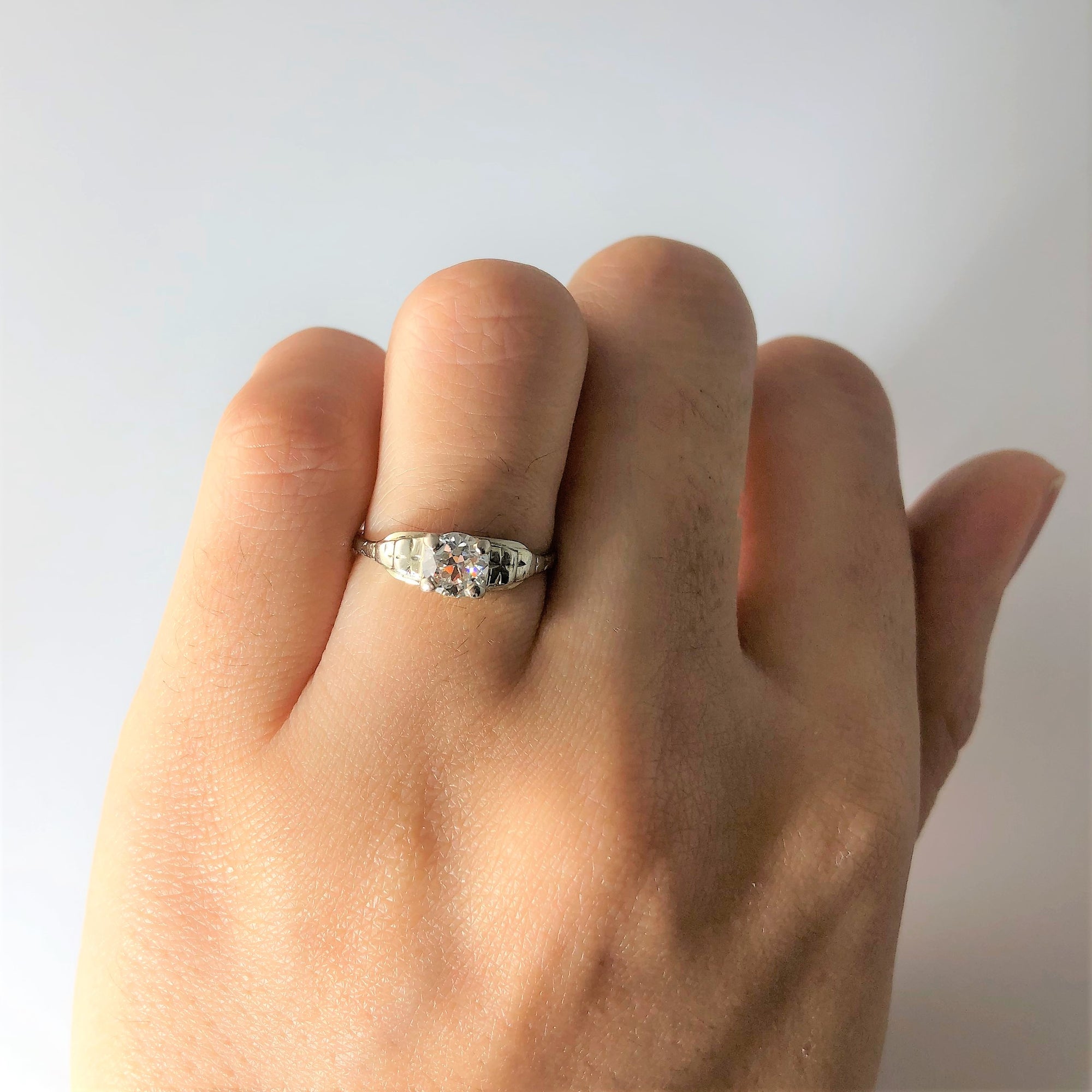 1920s Transitional Cut Diamond Engagement Ring | 0.45ct | SZ 4.75 |
