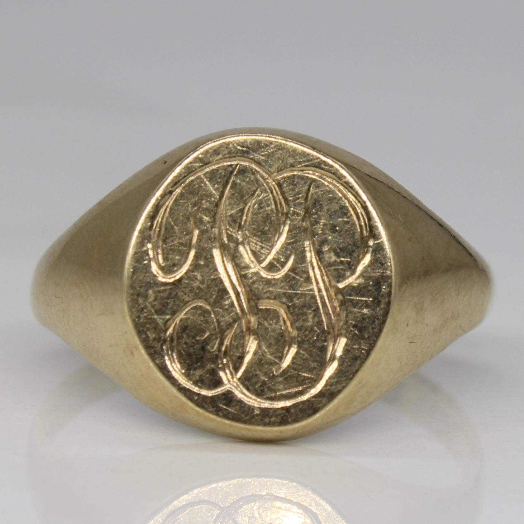 Yellow Gold Initial 'P.P.' Signet Ring | SZ 6.5 |