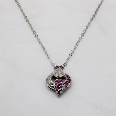 Pink Sapphire & Diamond Twist Necklace | 0.40cw, 0.07ctw | 18.5