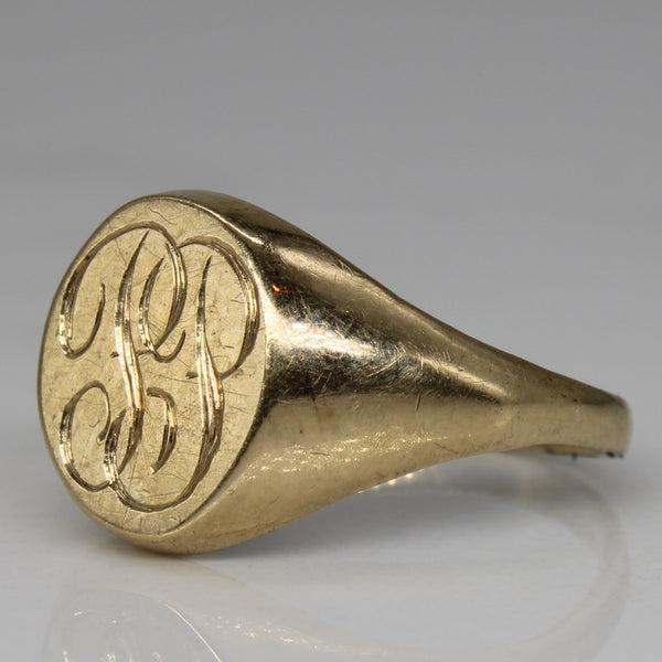 Yellow Gold Initial 'P.P.' Signet Ring | SZ 6.5 |