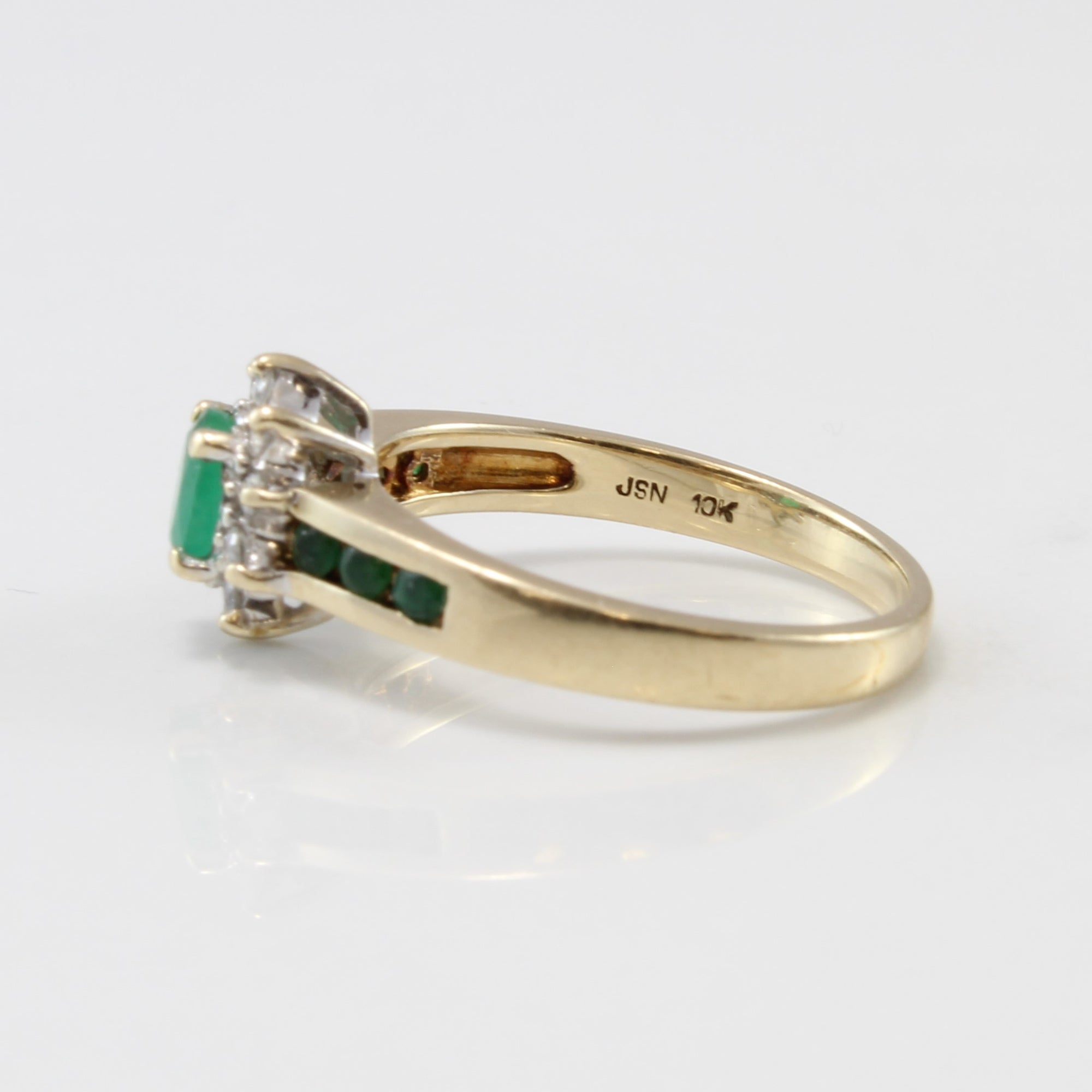 Diamond Halo Emerald Ring | 0.45ctw, 0.15ctw | SZ 6.75 |