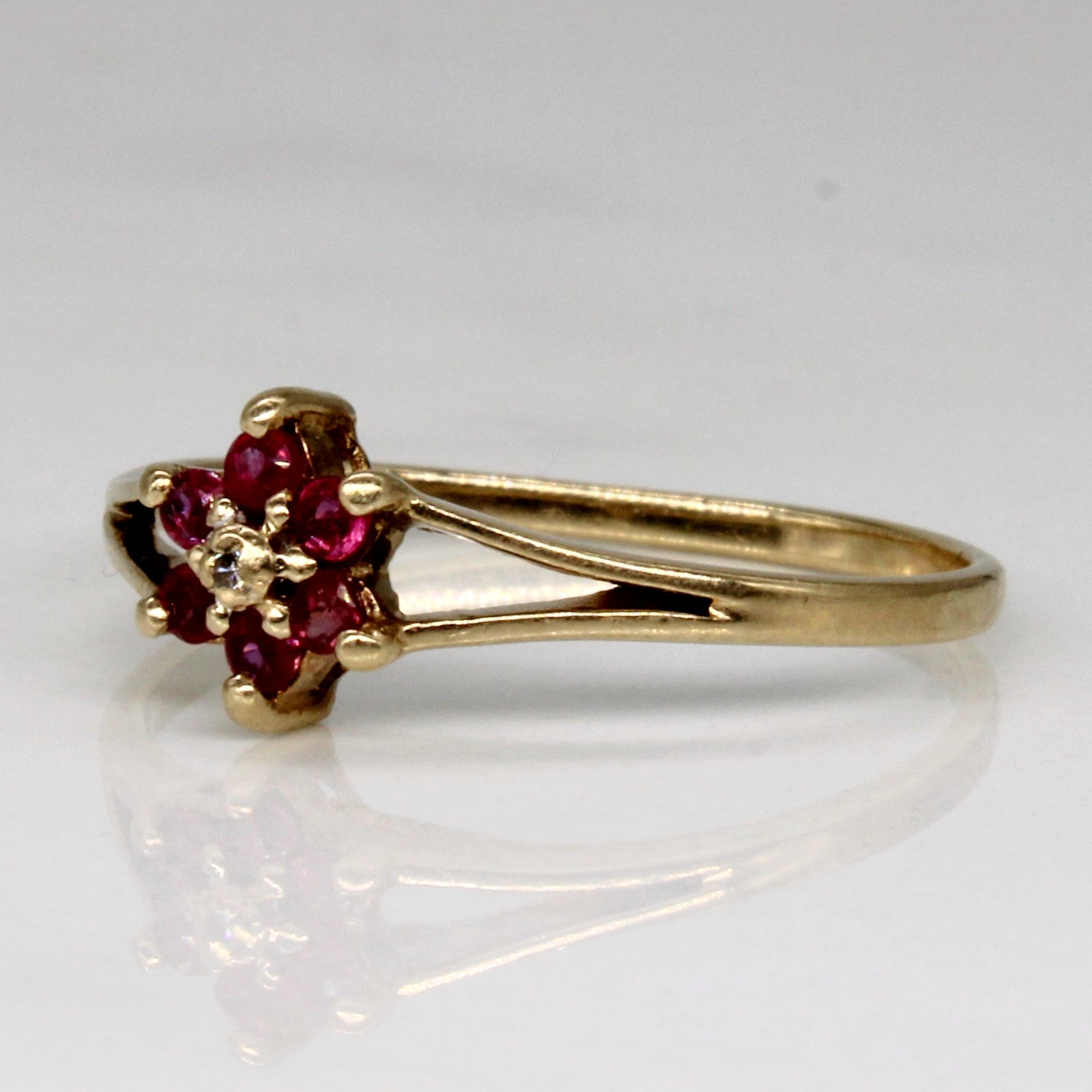 Ruby & Diamond Cluster Ring | 0.09ctw, 0.01ct | SZ 7.25 |