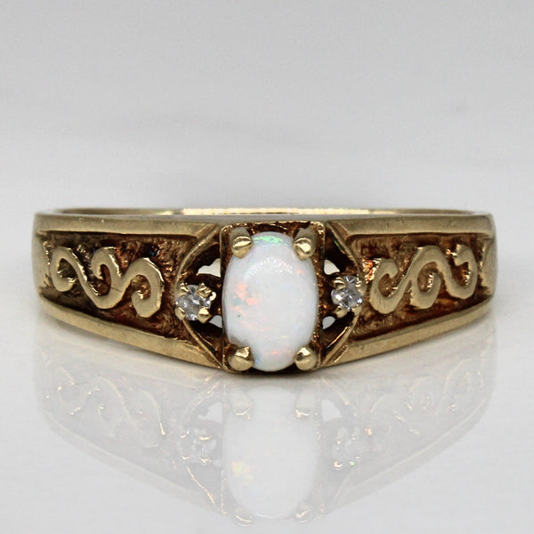 Ornate Opal & Diamond Ring | 0.30ct, 0.02ctw | SZ 9 |