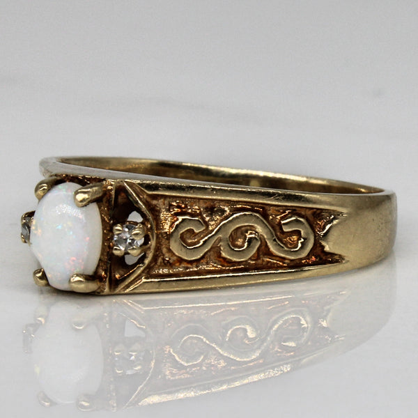 Ornate Opal & Diamond Ring | 0.30ct, 0.02ctw | SZ 9 |