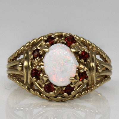 Opal & Garnet Cocktail Ring | 0.40ct, 0.28ctw | SZ 7 |