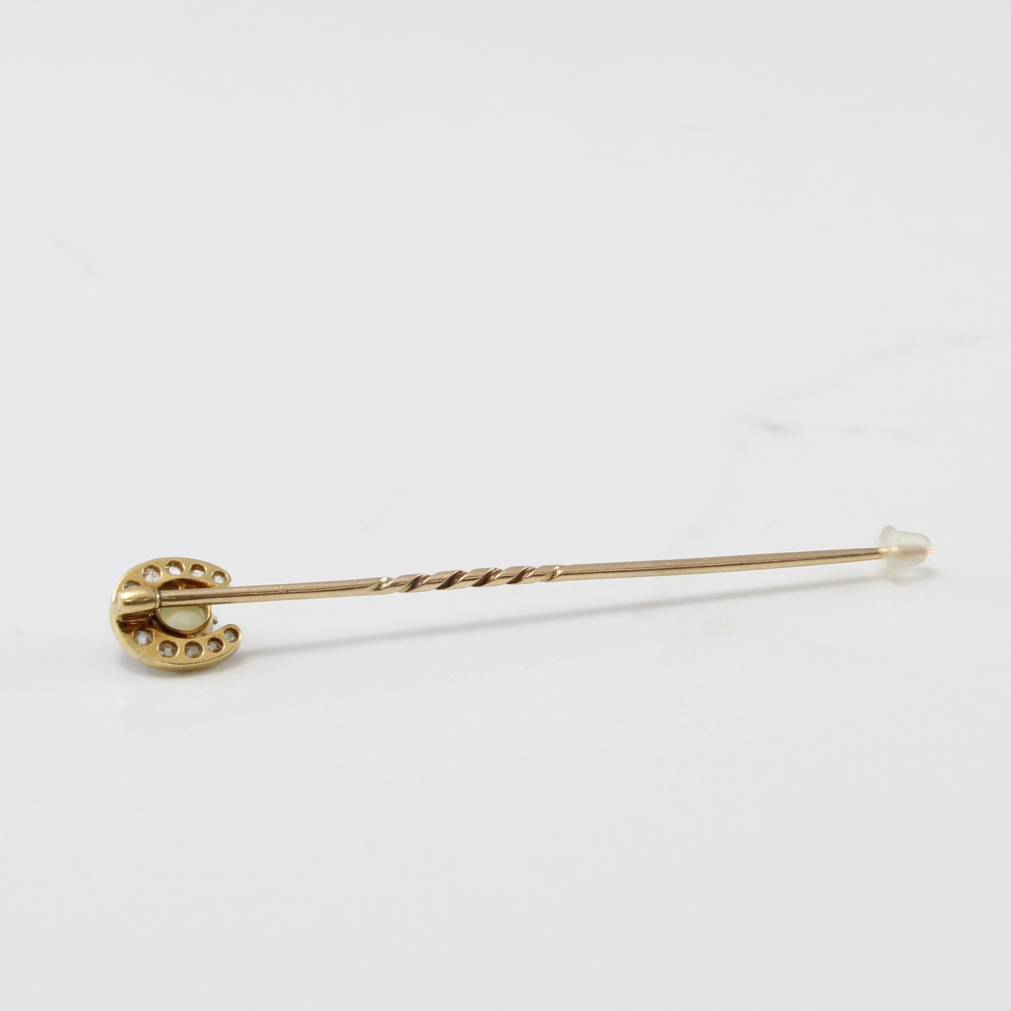 Edwardian Diamond & Cats Eye Chrysoberyl Horseshoe Pin | 0.50 ctw, 0.50 ct |