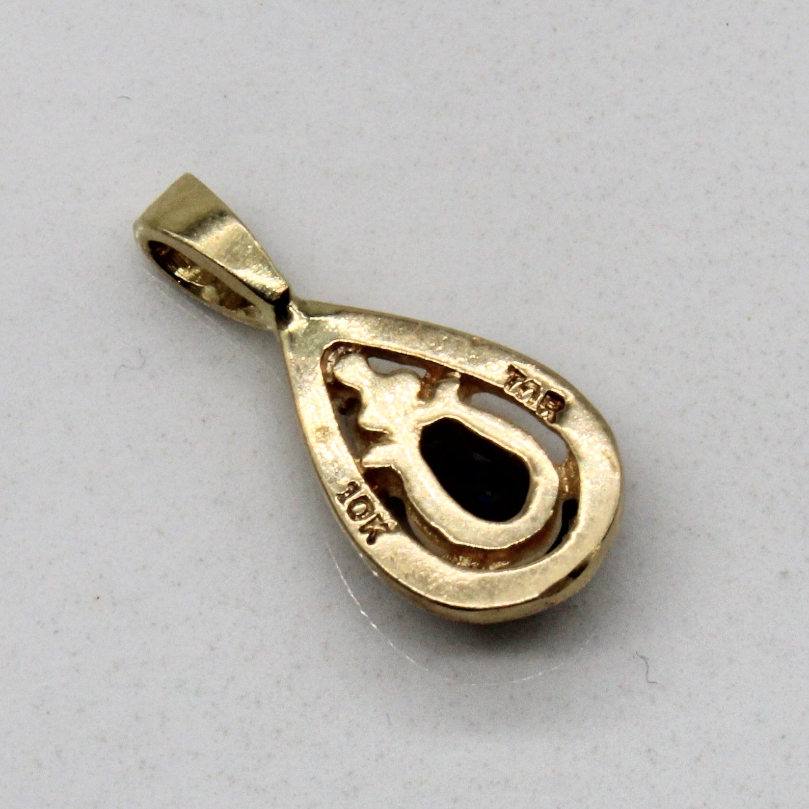 Pear Cut Sapphire & Diamond Pendant | 0.20ct, 0.01ct |