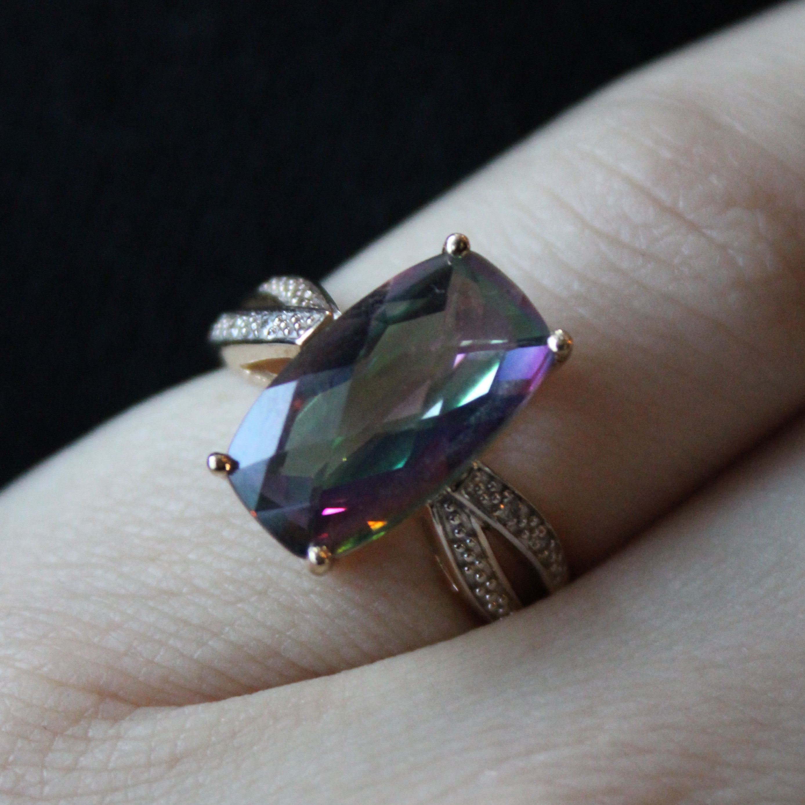 Mystic Topaz & Diamond Cocktail Ring | 4.10ct, 0.02ctw | SZ 6 |