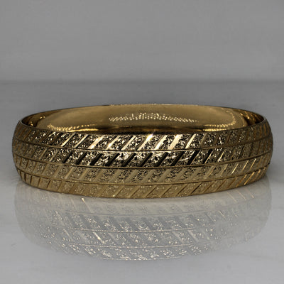 10k Yellow Gold Textured Bangle | 8
