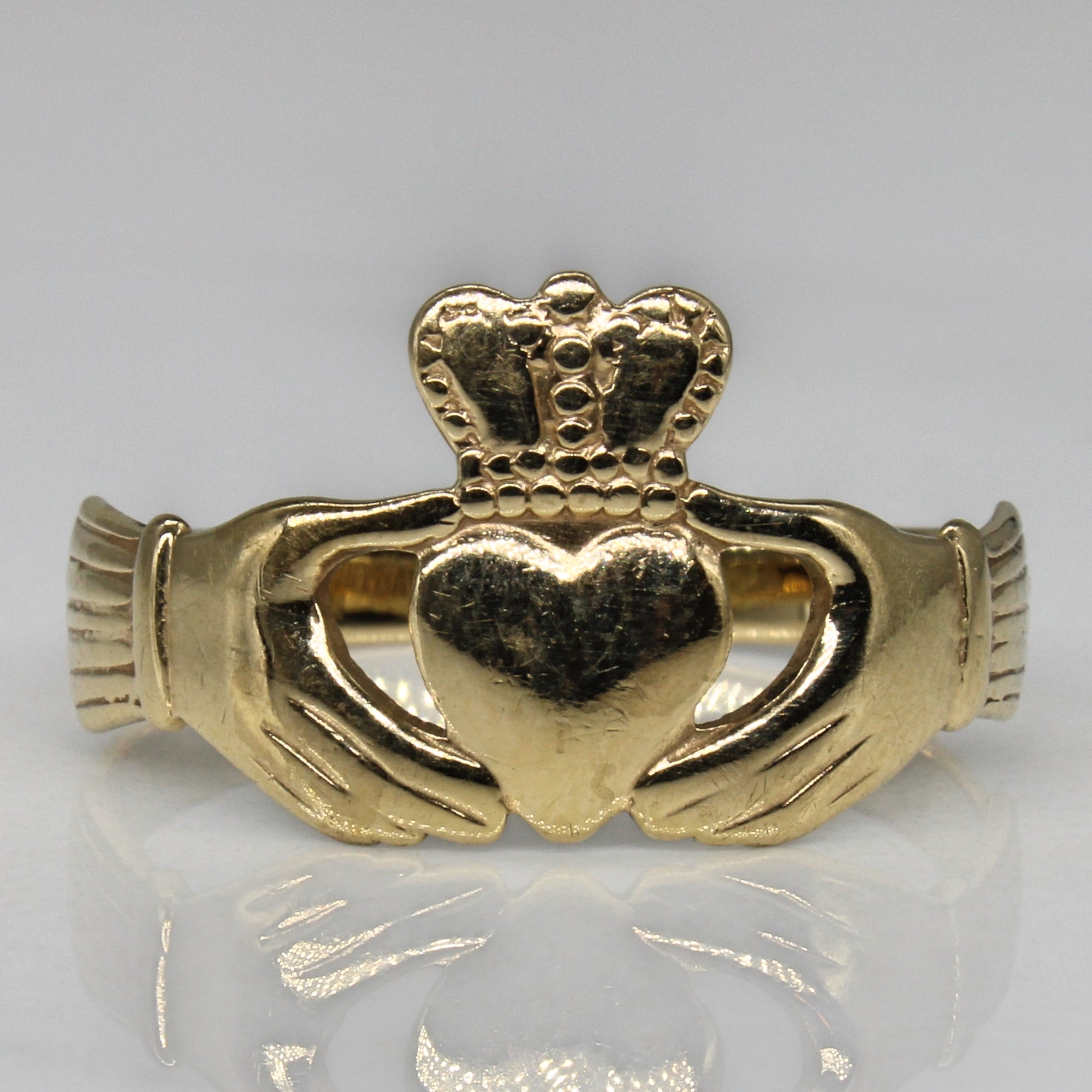 1980s Yellow Gold Claddagh Ring | SZ 10 |