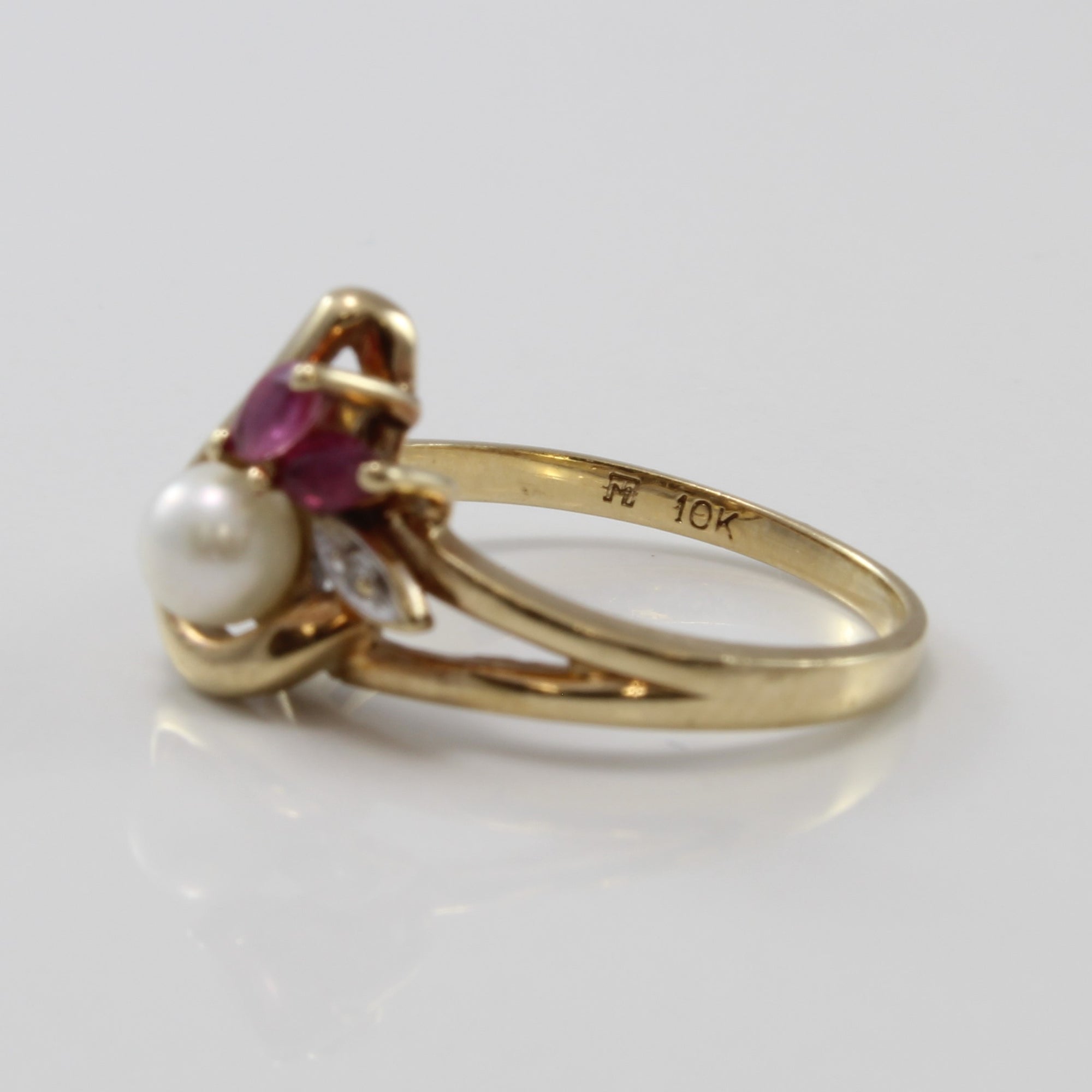 Pearl & Marquise Ruby Ring | 0.60ct, 0.12ctw | SZ 6.25 |