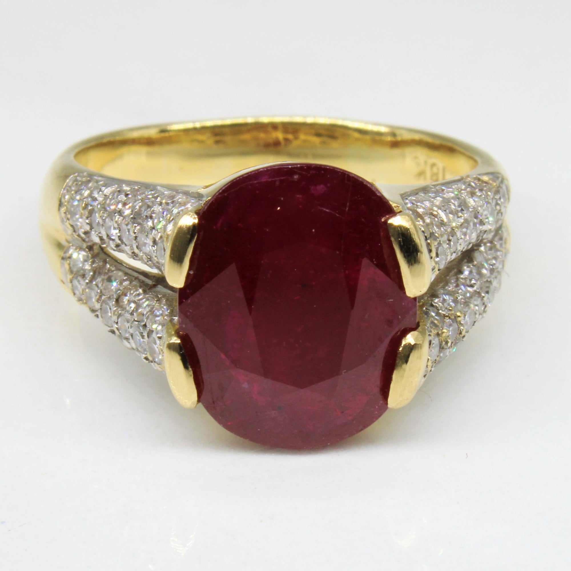 Oval Ruby & Diamond Engagement Ring | 3.75ct, 0.80ctw | SZ 9.25 |