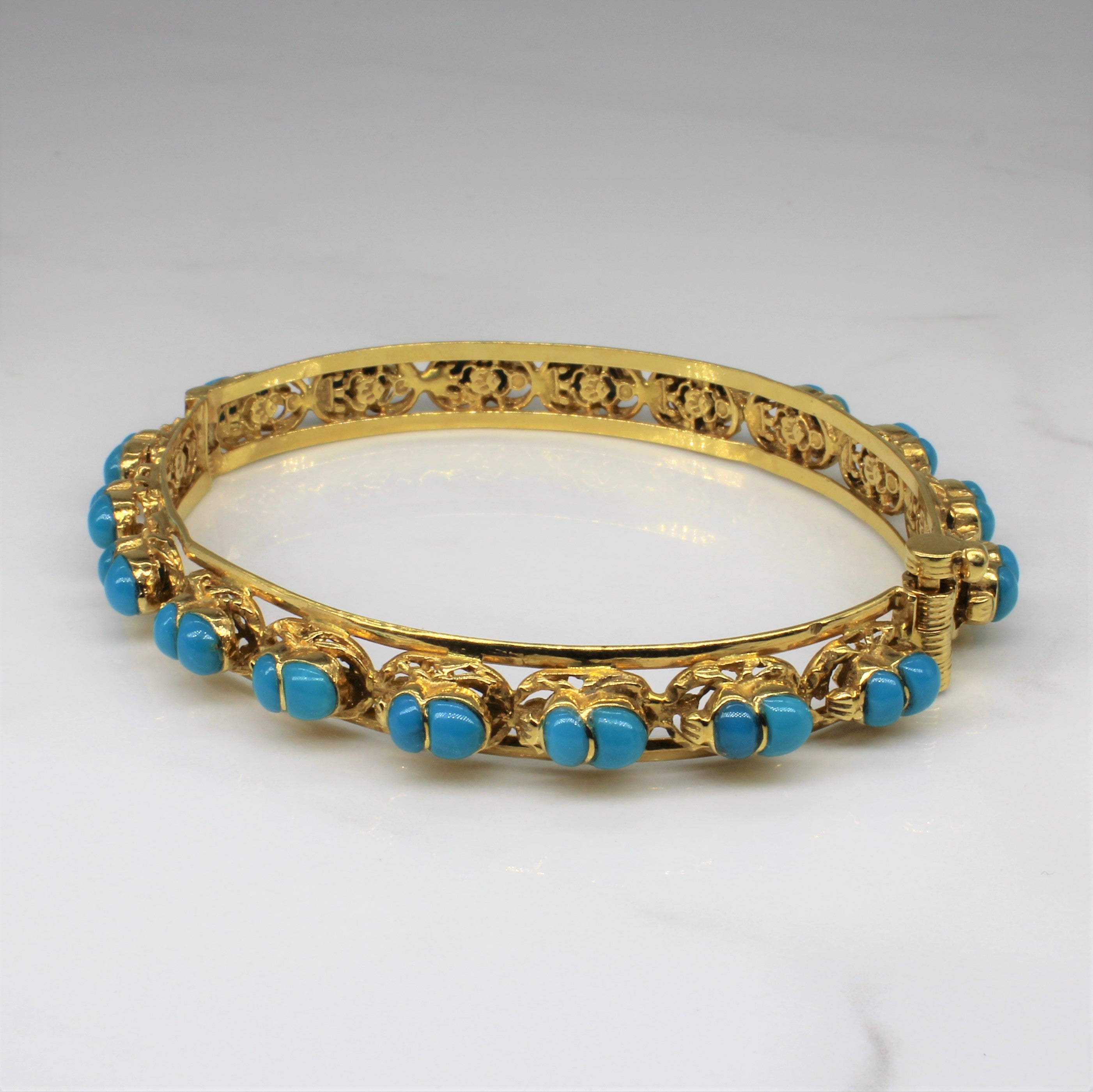 Egyptian Turquoise Scarab Beetle Bracelet | 9.00ctw | 6" |