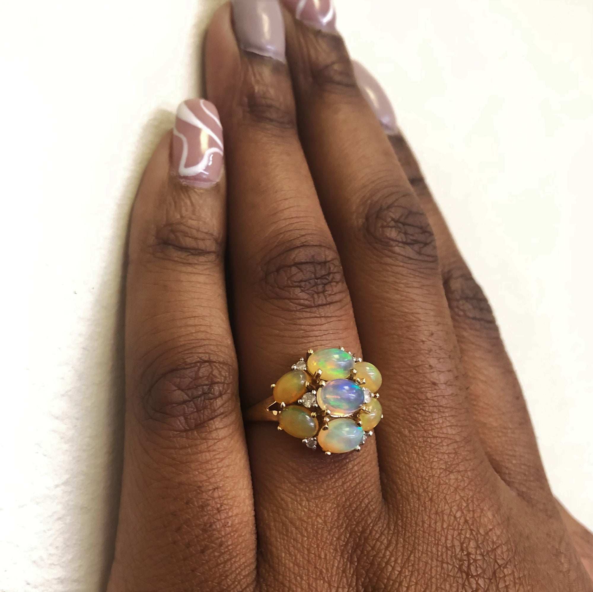 Stunning Opal & Diamond Cocktail Ring | 3.50ctw, 0.10ctw | SZ 8.25 |