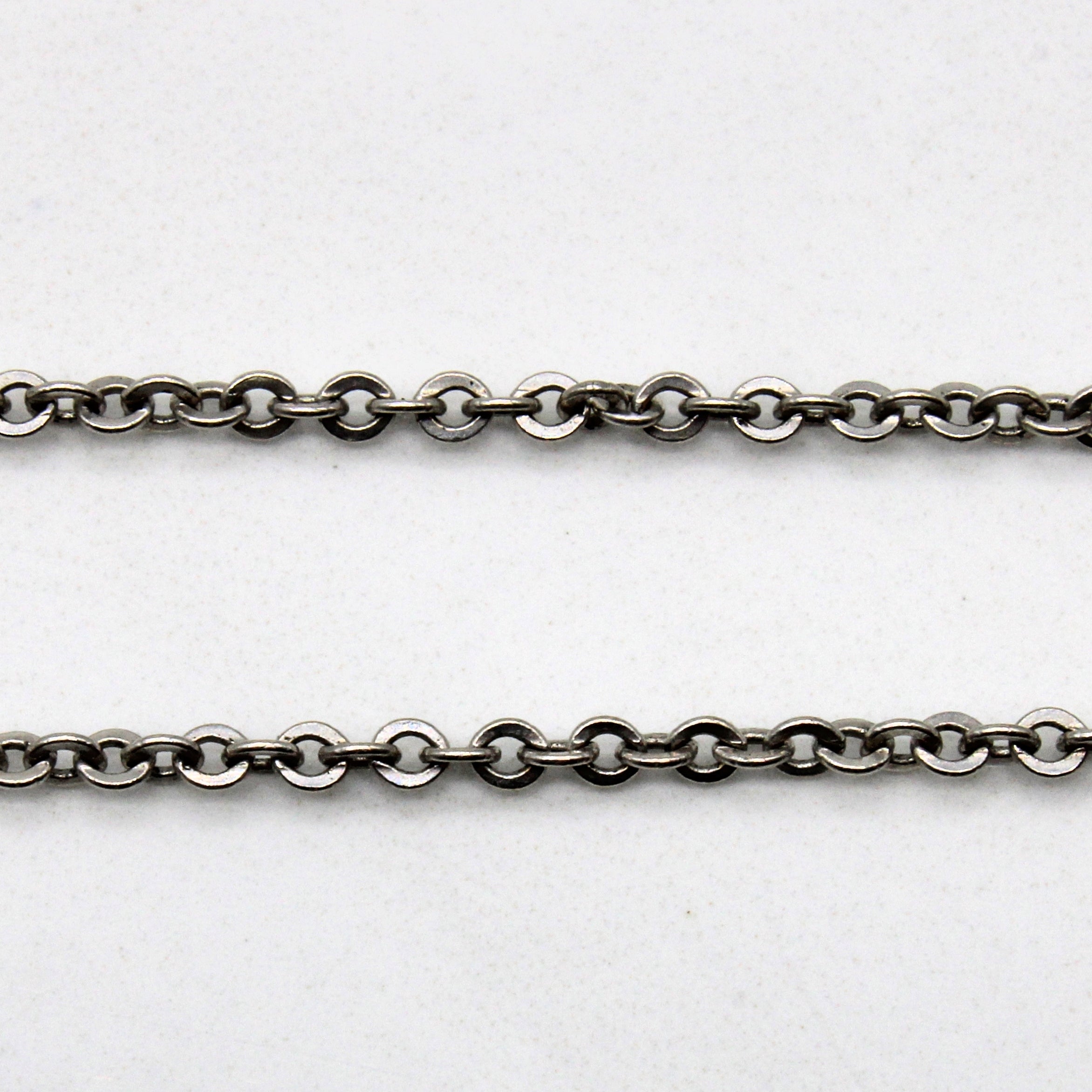 White Gold Circle Drop Necklace | 16" |