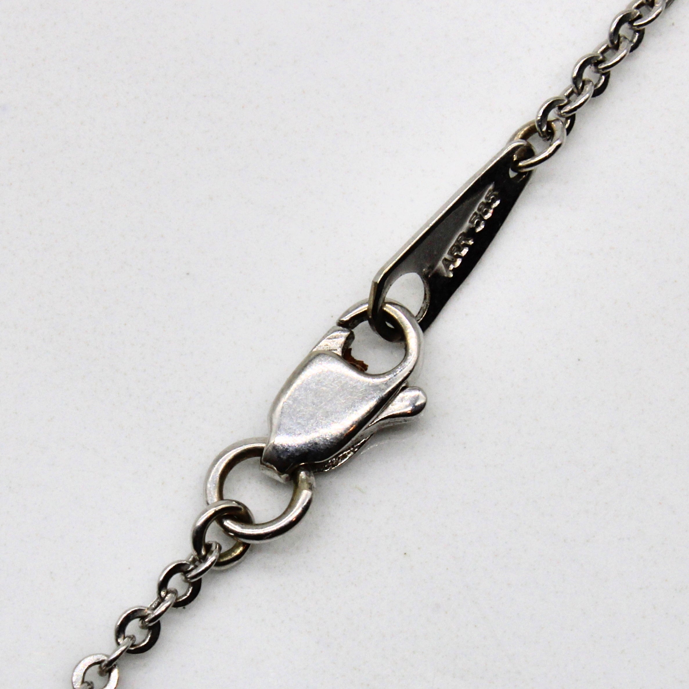White Gold Circle Drop Necklace | 16" |