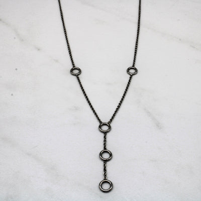 White Gold Circle Drop Necklace | 16