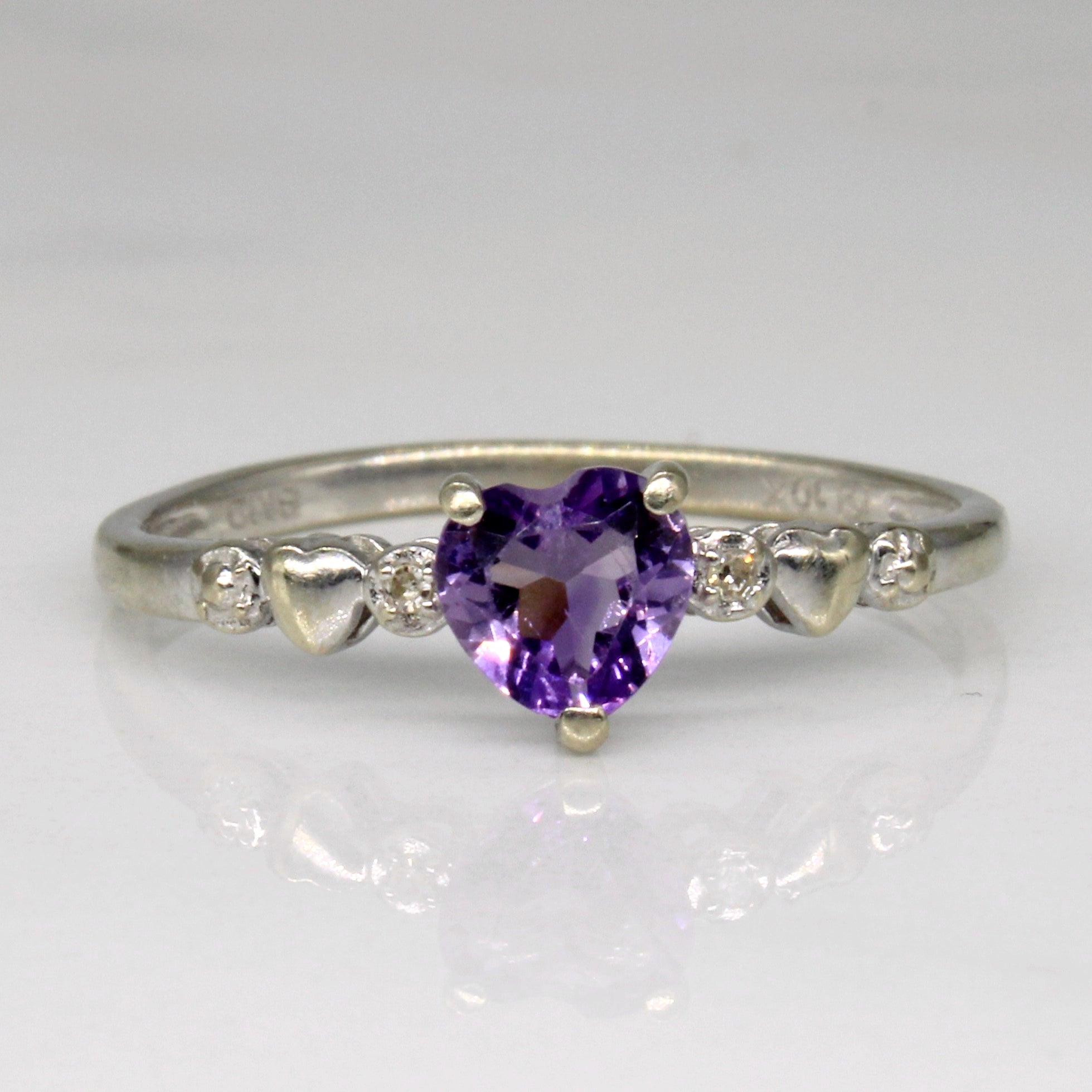 Amethyst & Diamond Heart Ring | 0.27ct, 0.01ctw | SZ 6.5 |