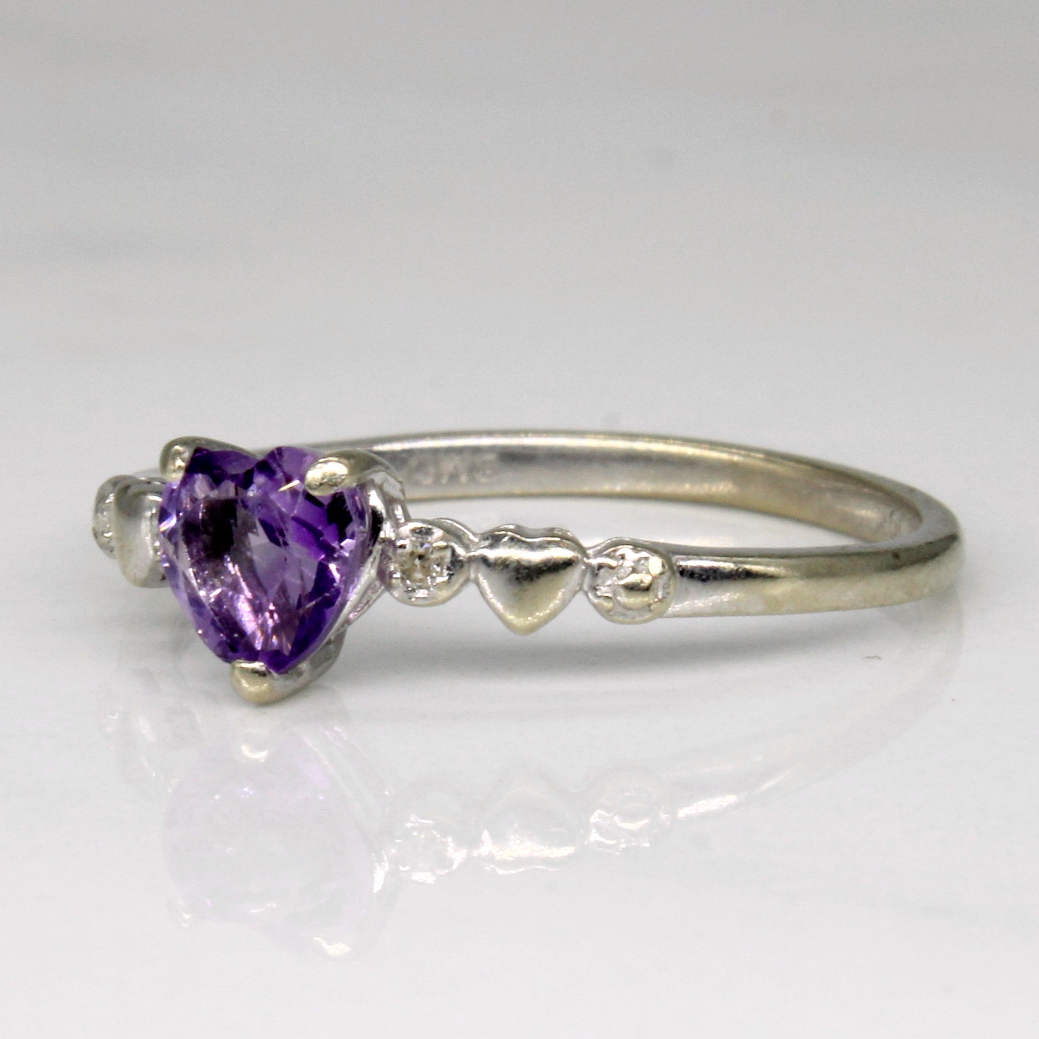 Amethyst & Diamond Heart Ring | 0.27ct, 0.01ctw | SZ 6.5 |