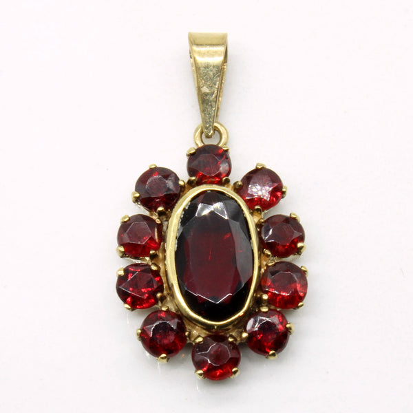 Bezel Set Garnet Halo Pendant | 2.18ct |