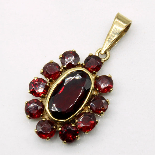 Bezel Set Garnet Halo Pendant | 2.18ct |