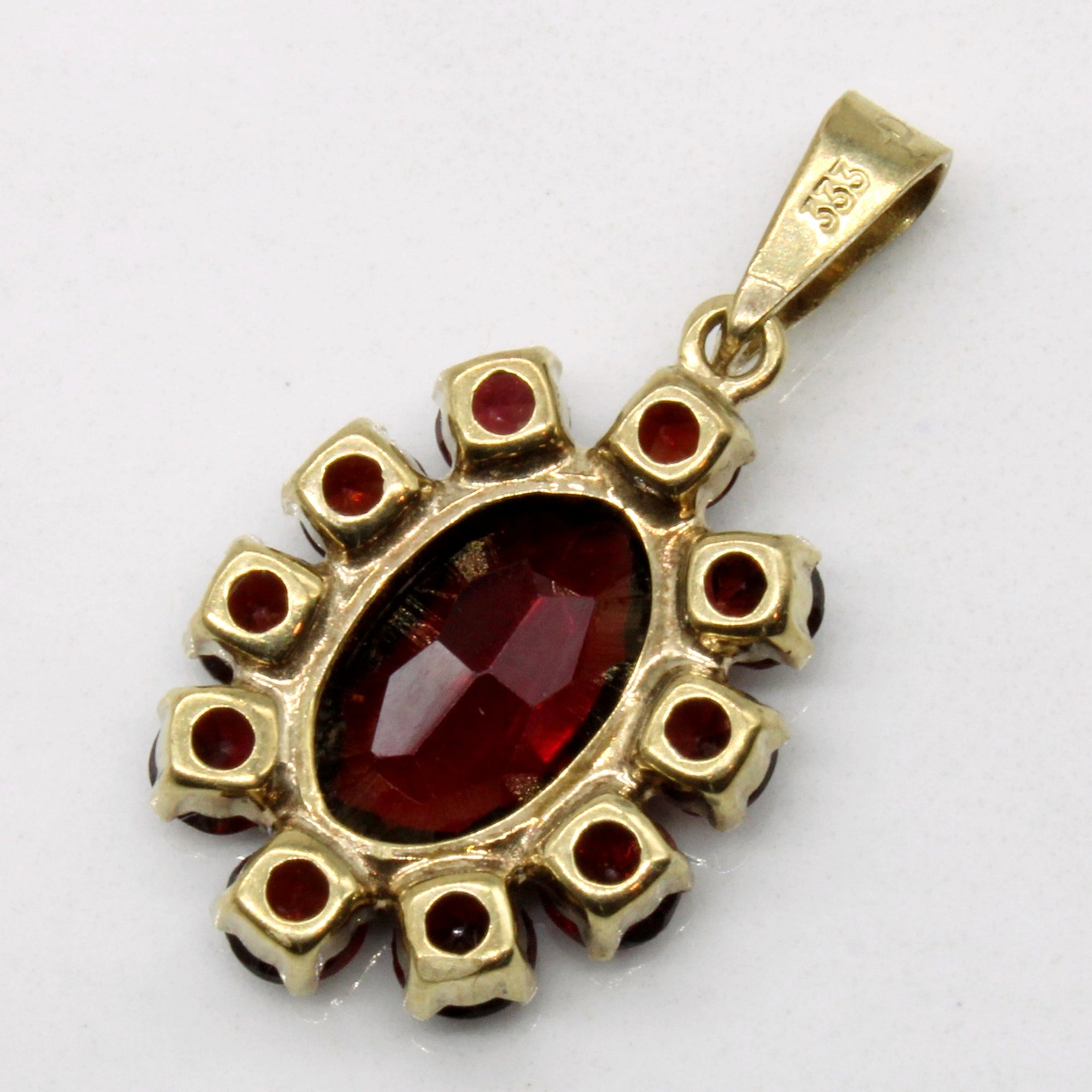 Bezel Set Garnet Halo Pendant | 2.18ct |