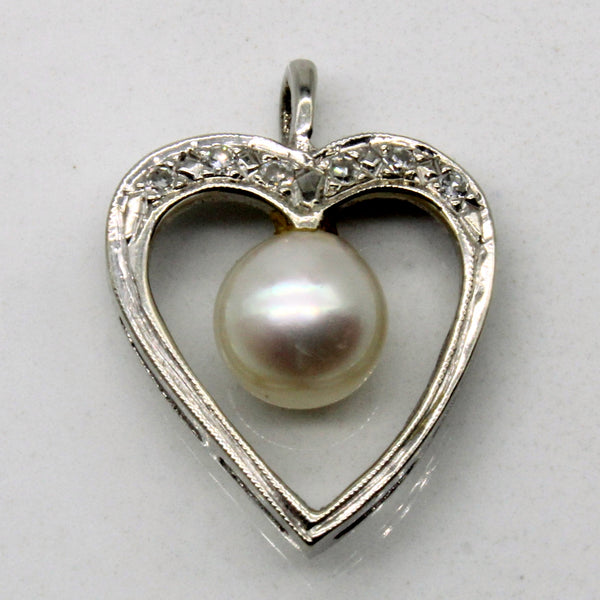Pearl & Diamond Heart Pendant | 0.04ctw |