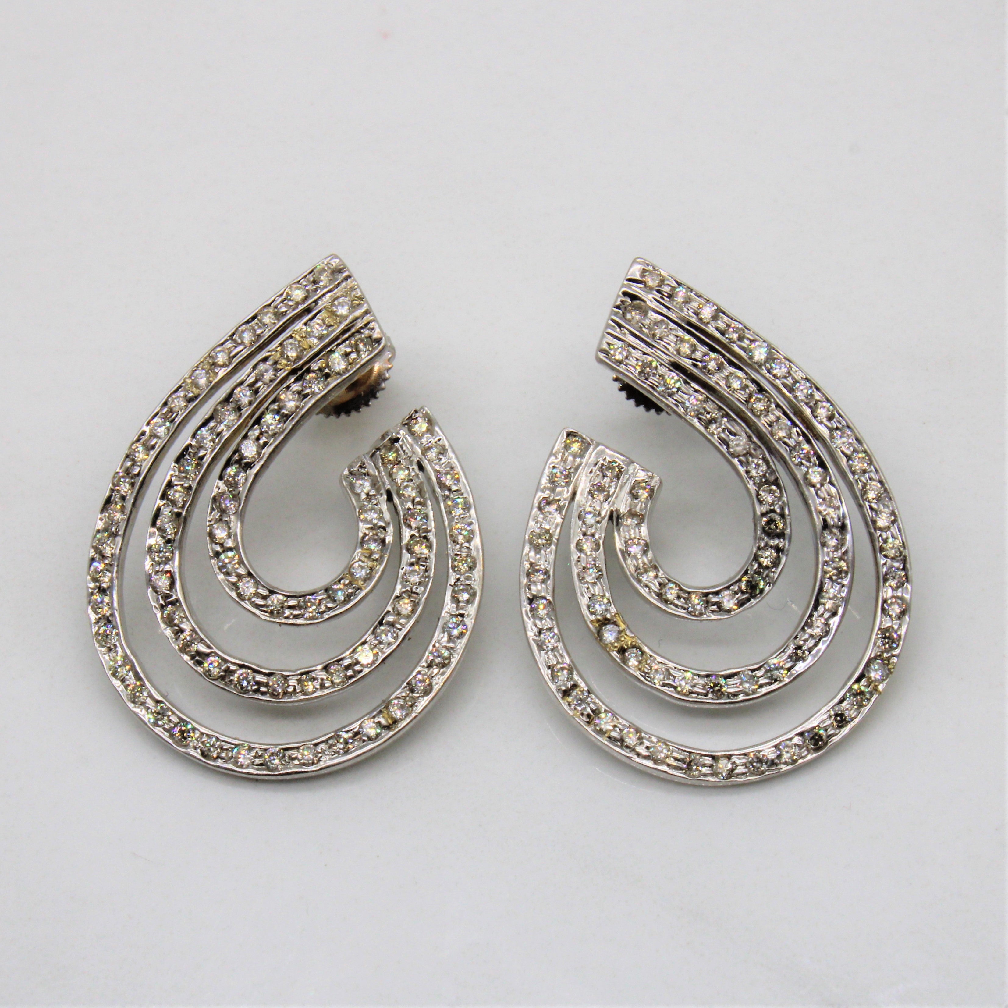 Thread Back Diamond Spiral Earrings | 1.27ctw |