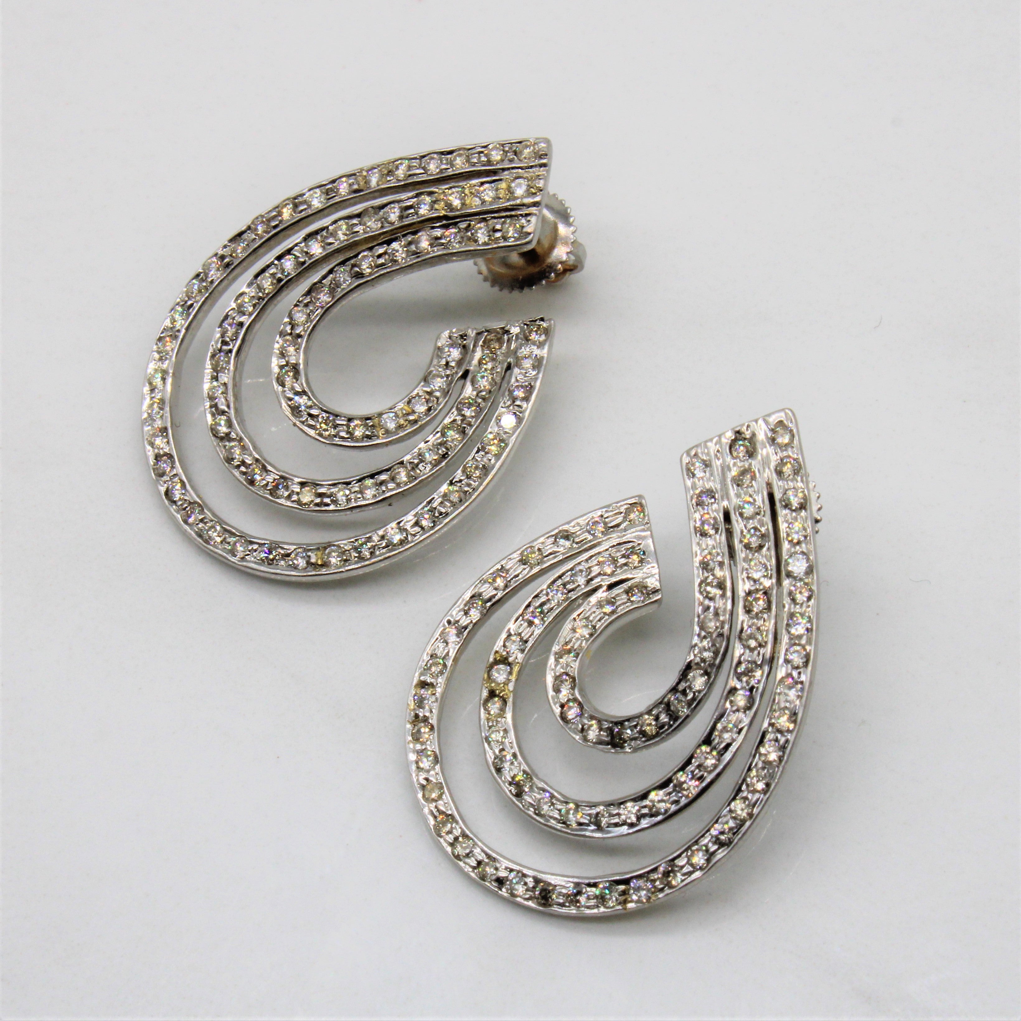 Thread Back Diamond Spiral Earrings | 1.27ctw |