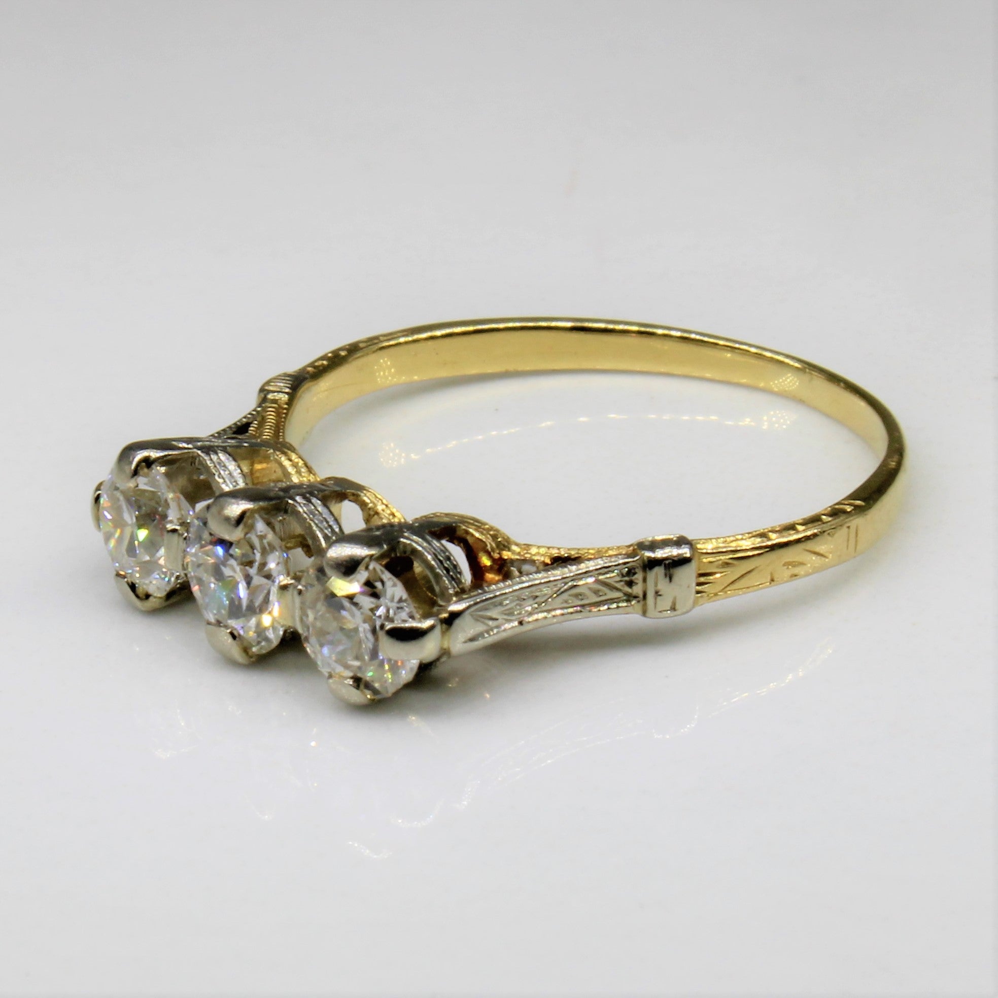 Edwardian Three Stone Diamond Ring | 0.73ctw | SZ 5.75 |