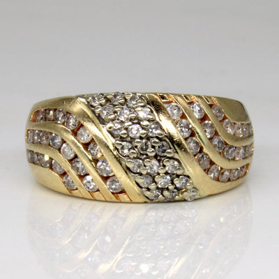 Diamond Cluster Wave Ring | 0.81ctw | SZ 7.25 |