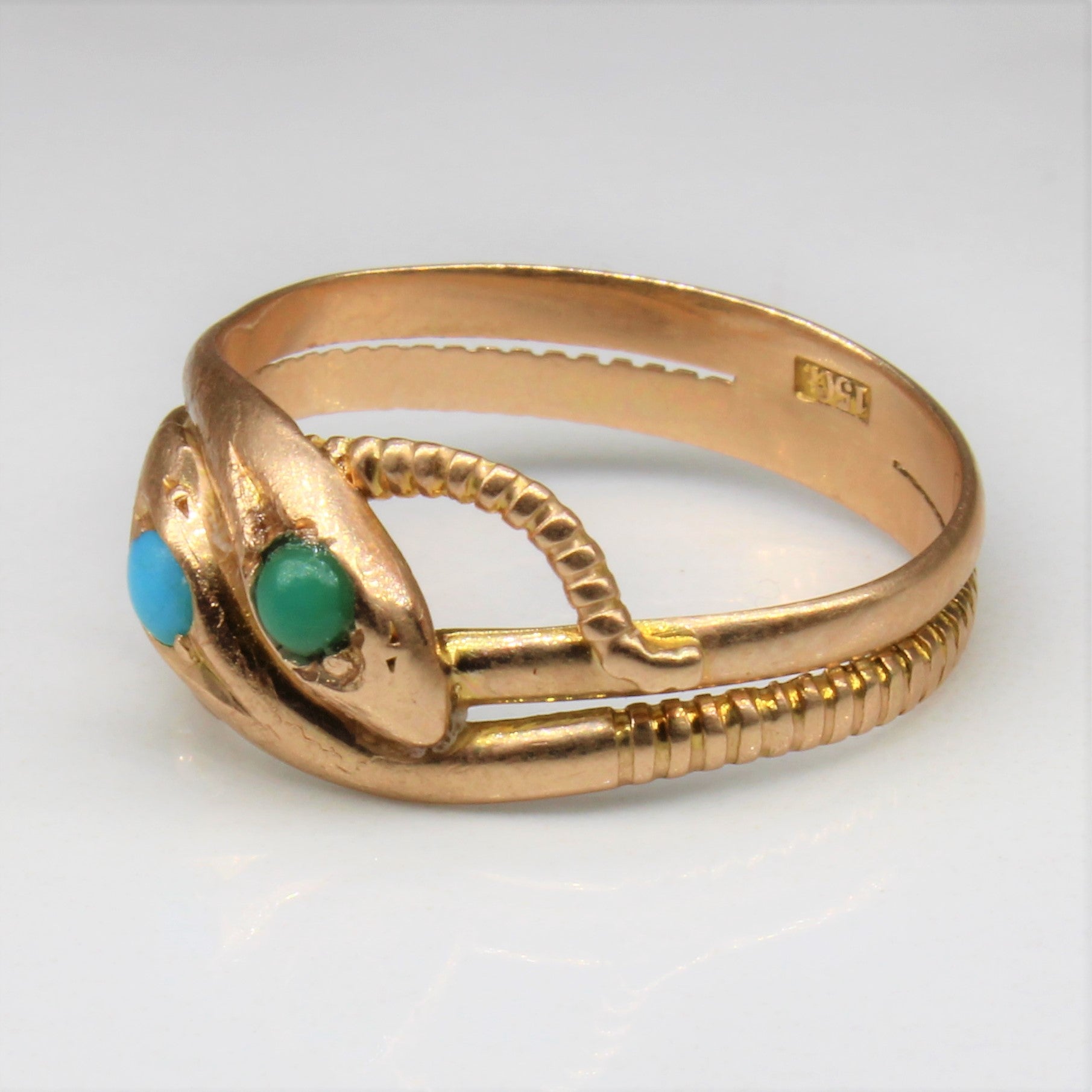 Victorian Turquoise Snake Ring | 0.12ctw | SZ 6.5 |