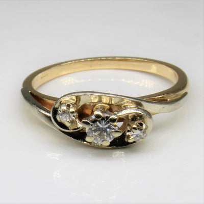 Three Stone Diamond Bypass Ring | 0.16ctw | SZ 7 |