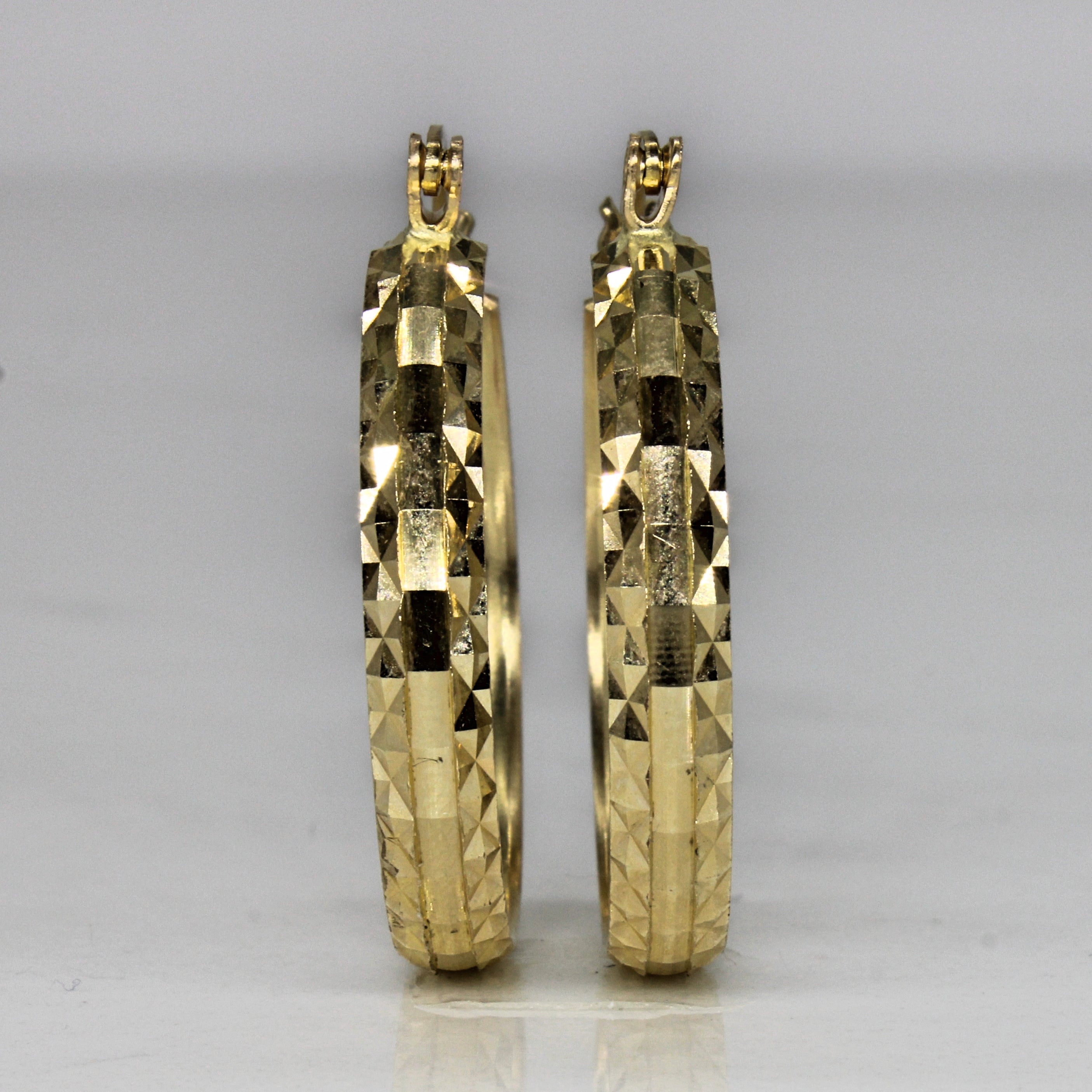 Diamond Cut Yellow Gold Hoops |
