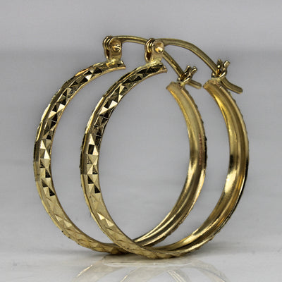 Diamond Cut Yellow Gold Hoops |