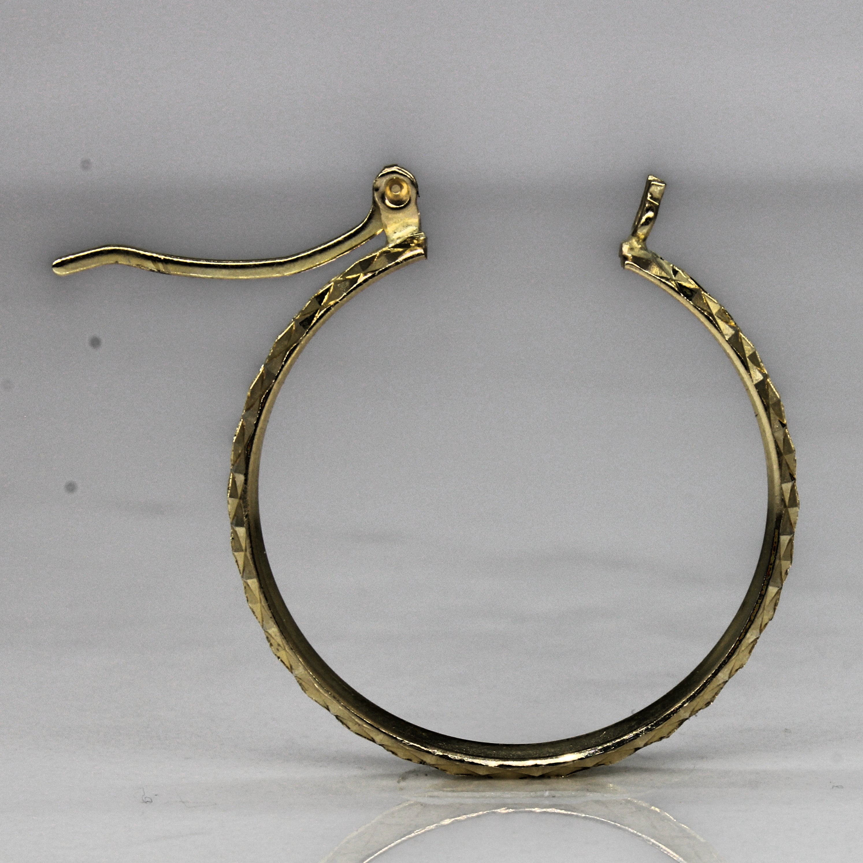 Diamond Cut Yellow Gold Hoops |