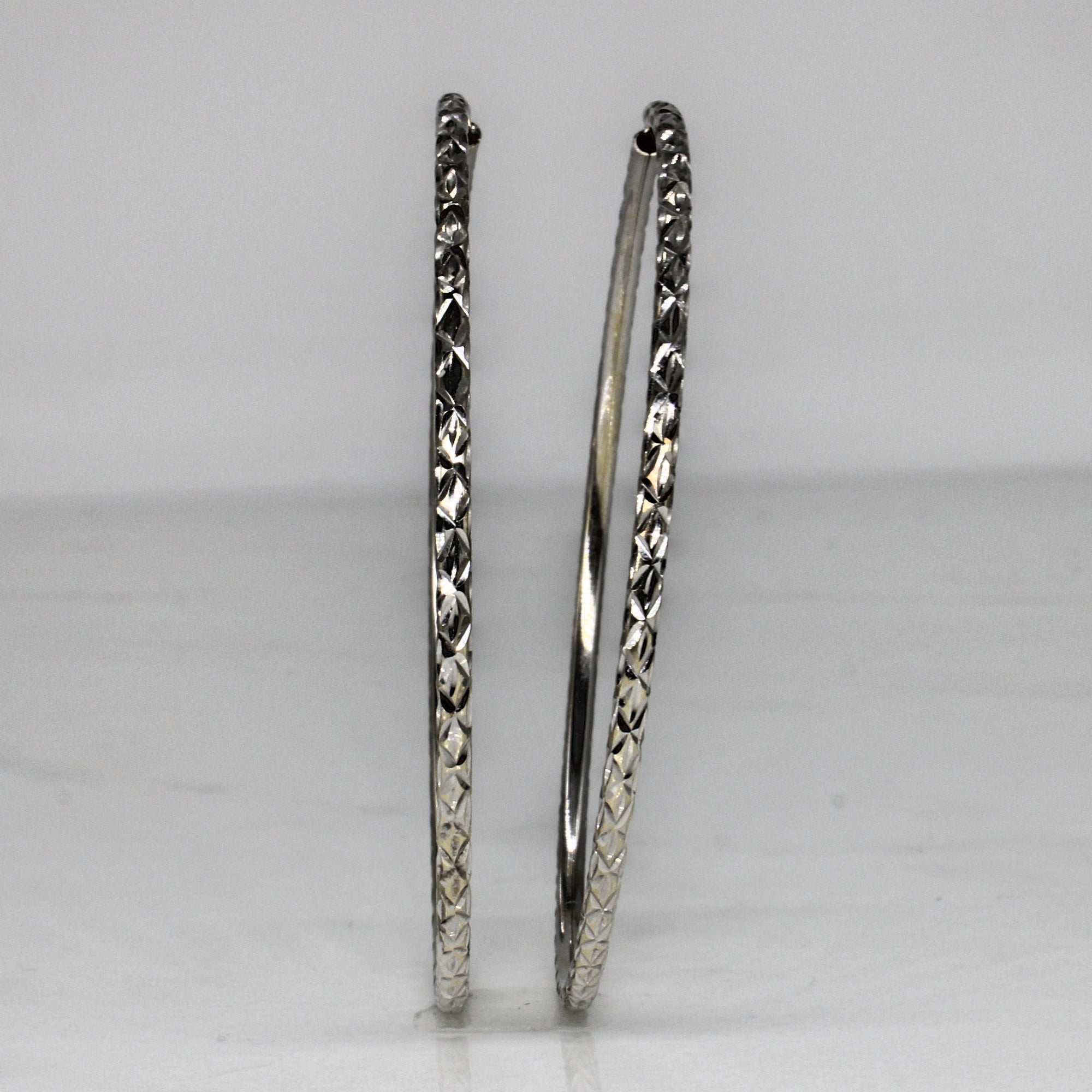 Sparkle Cut White Gold Hoops |