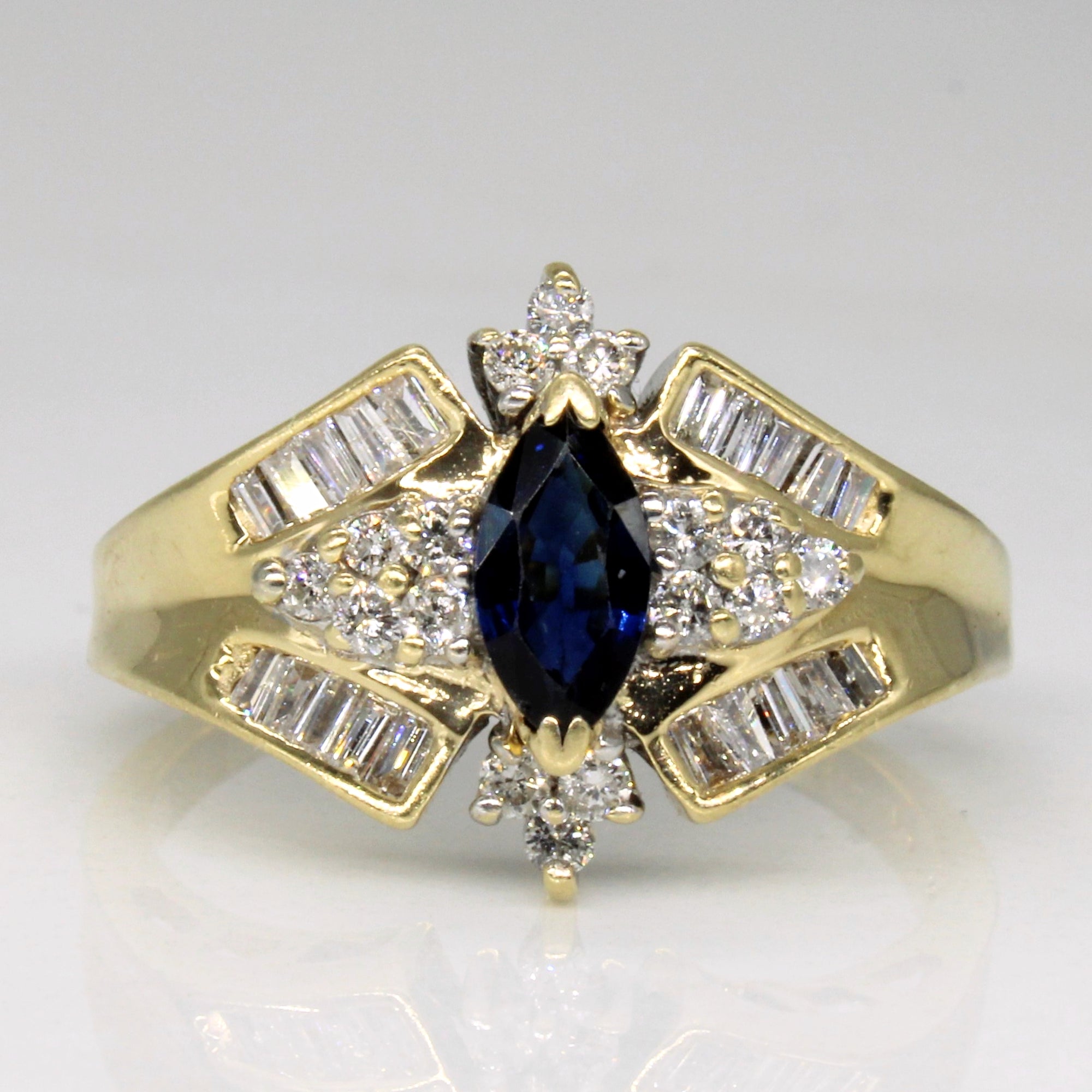 Tapered Diamond & Sapphire Ring | 0.40ctw, 0.38ct | SZ 7.5 |