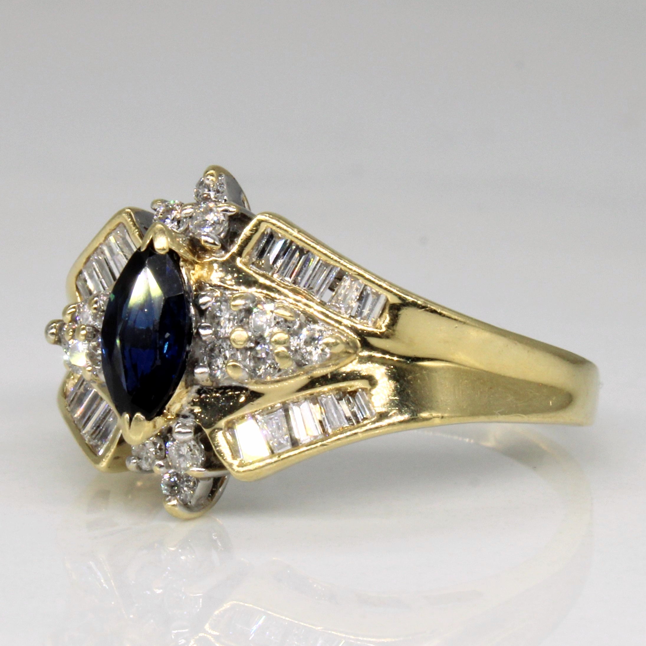 Tapered Diamond & Sapphire Ring | 0.40ctw, 0.38ct | SZ 7.5 |