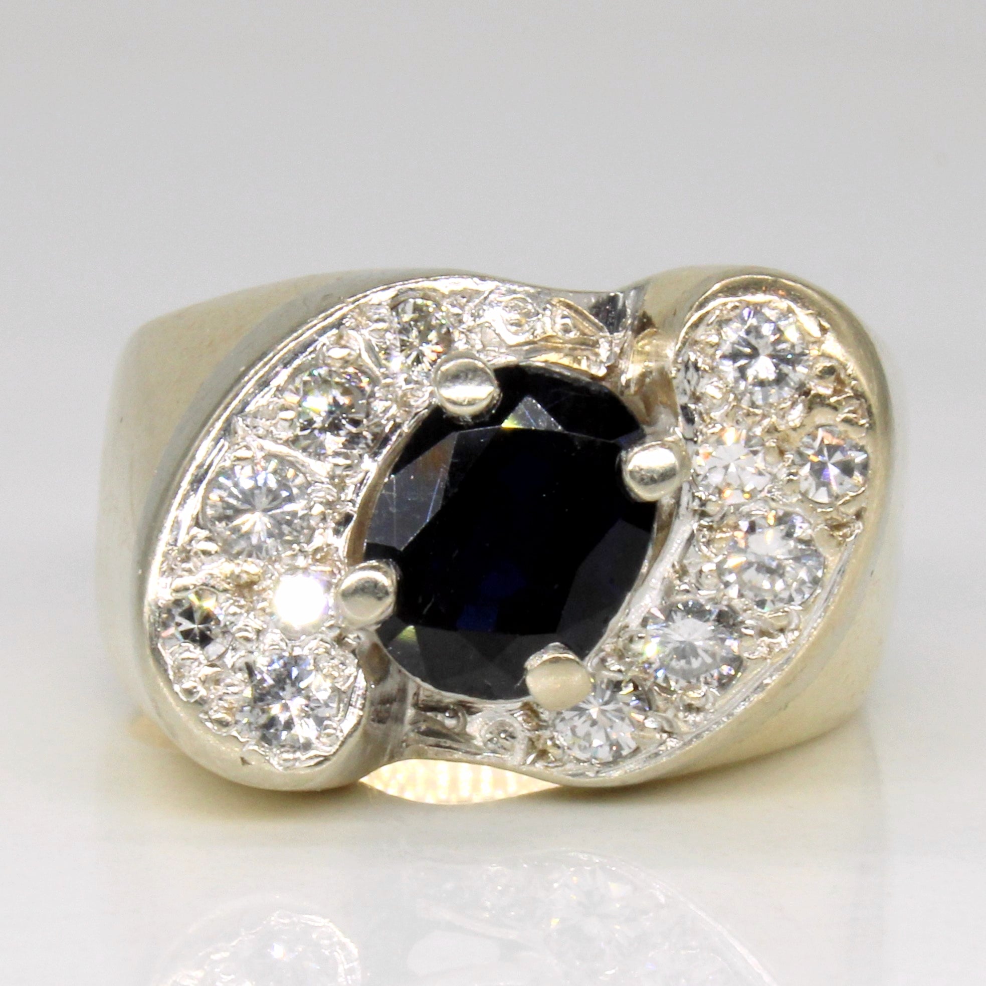 Unique Sapphire Bypass Ring | 1.20ct, 0.46ctw | SZ 7.5 |