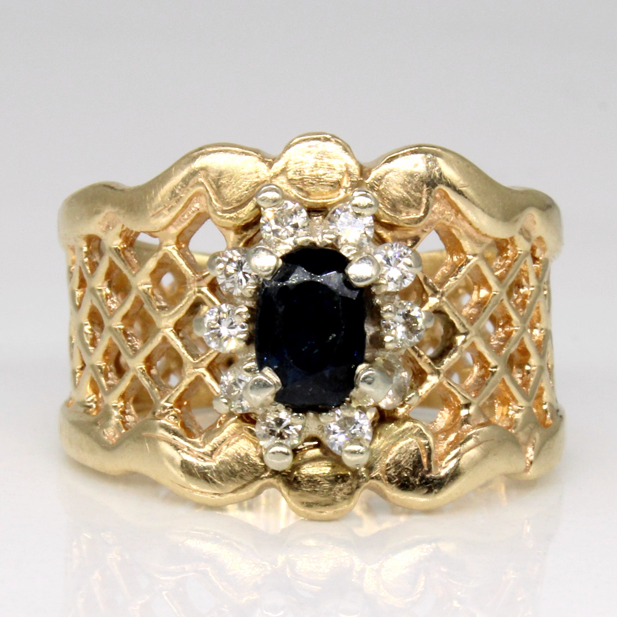 Sapphire & Diamond Lattice Ring | 0.30ct, 0.20ctw | SZ 7.25 |